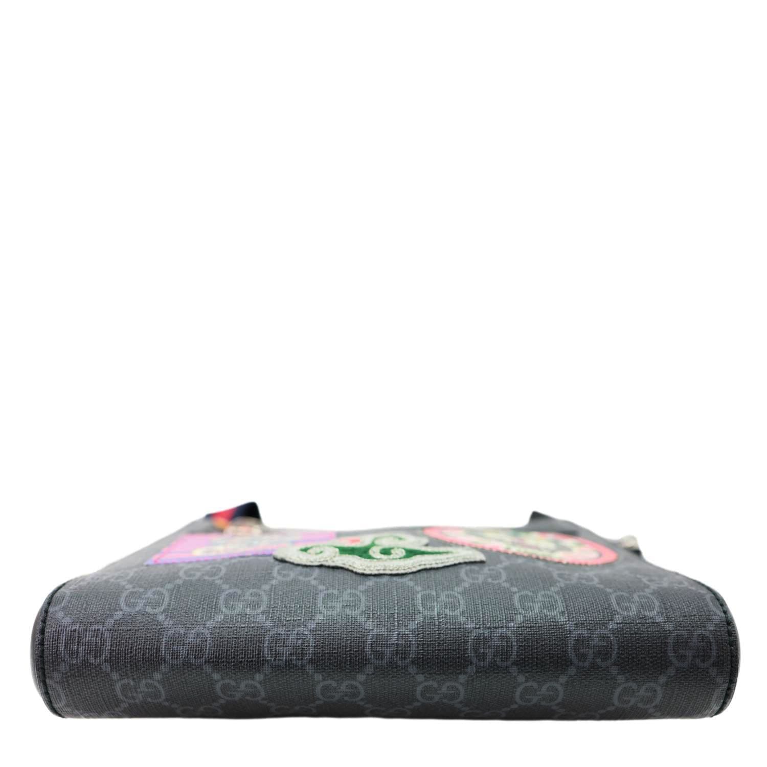 GUCCI Night Courrier GG Supreme Messenger Crossbody Bag Black