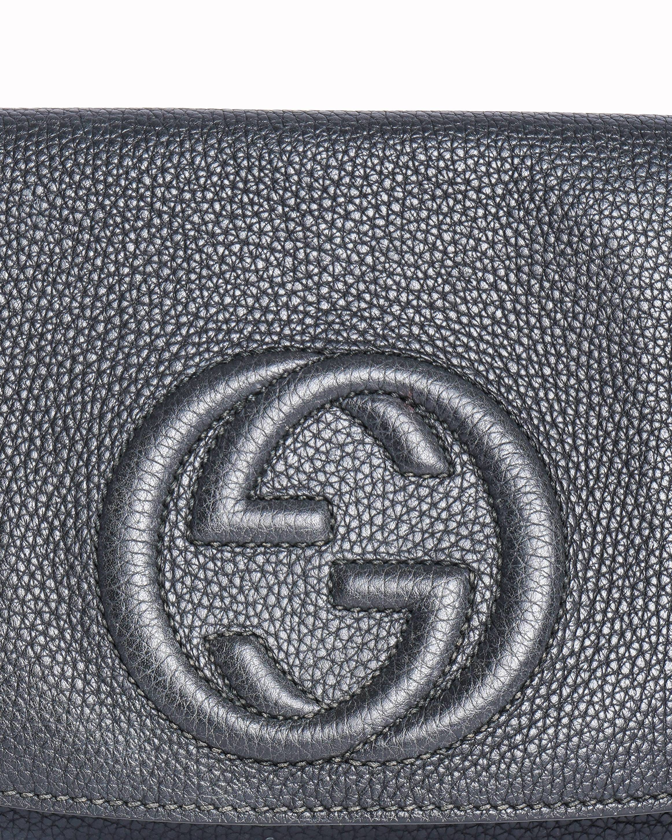 Gucci Soho Pebbled Leather Flap Crossbody Bag