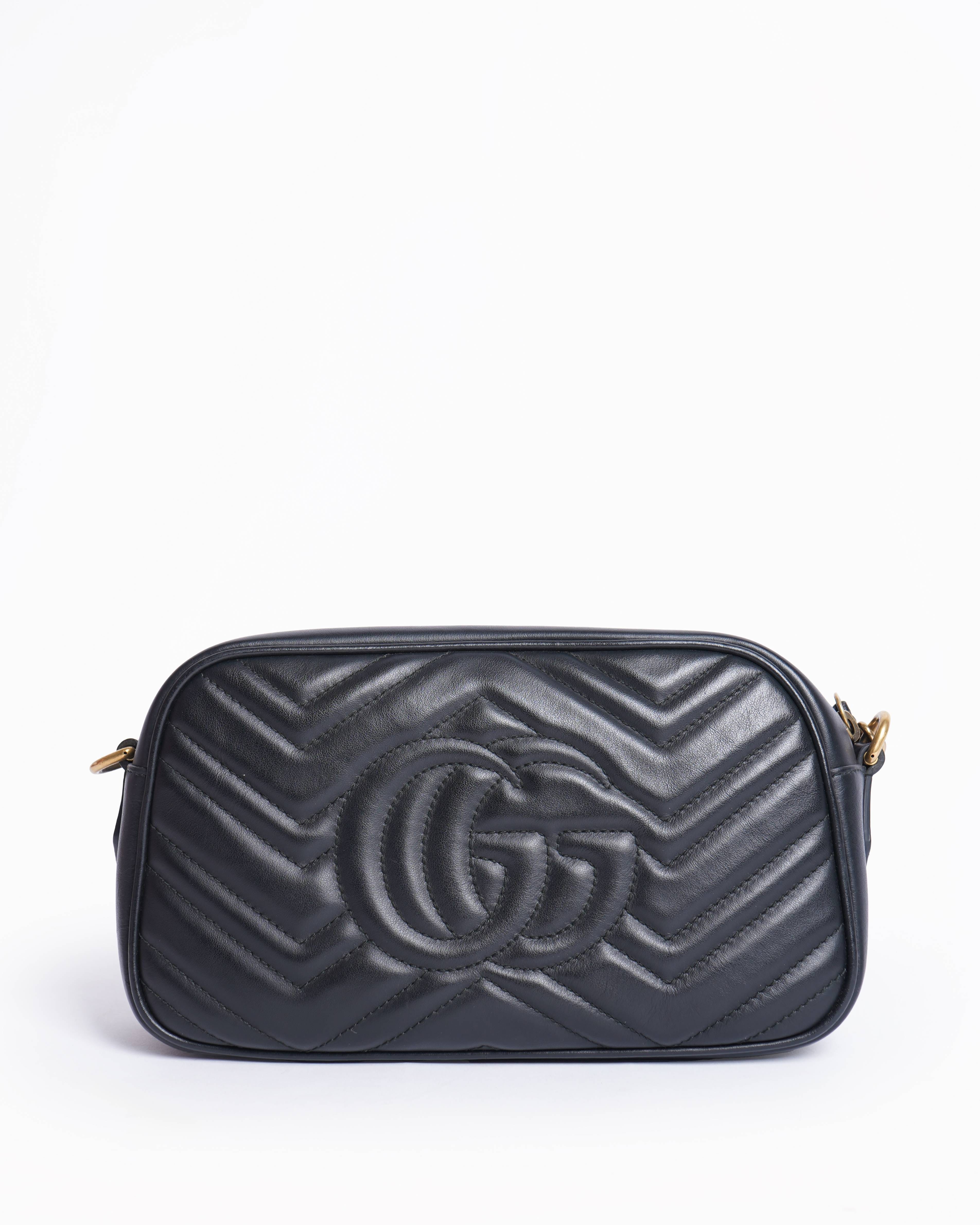 GUCCI Black Marmot GG Small Camera Crossbody Shoulder Bag