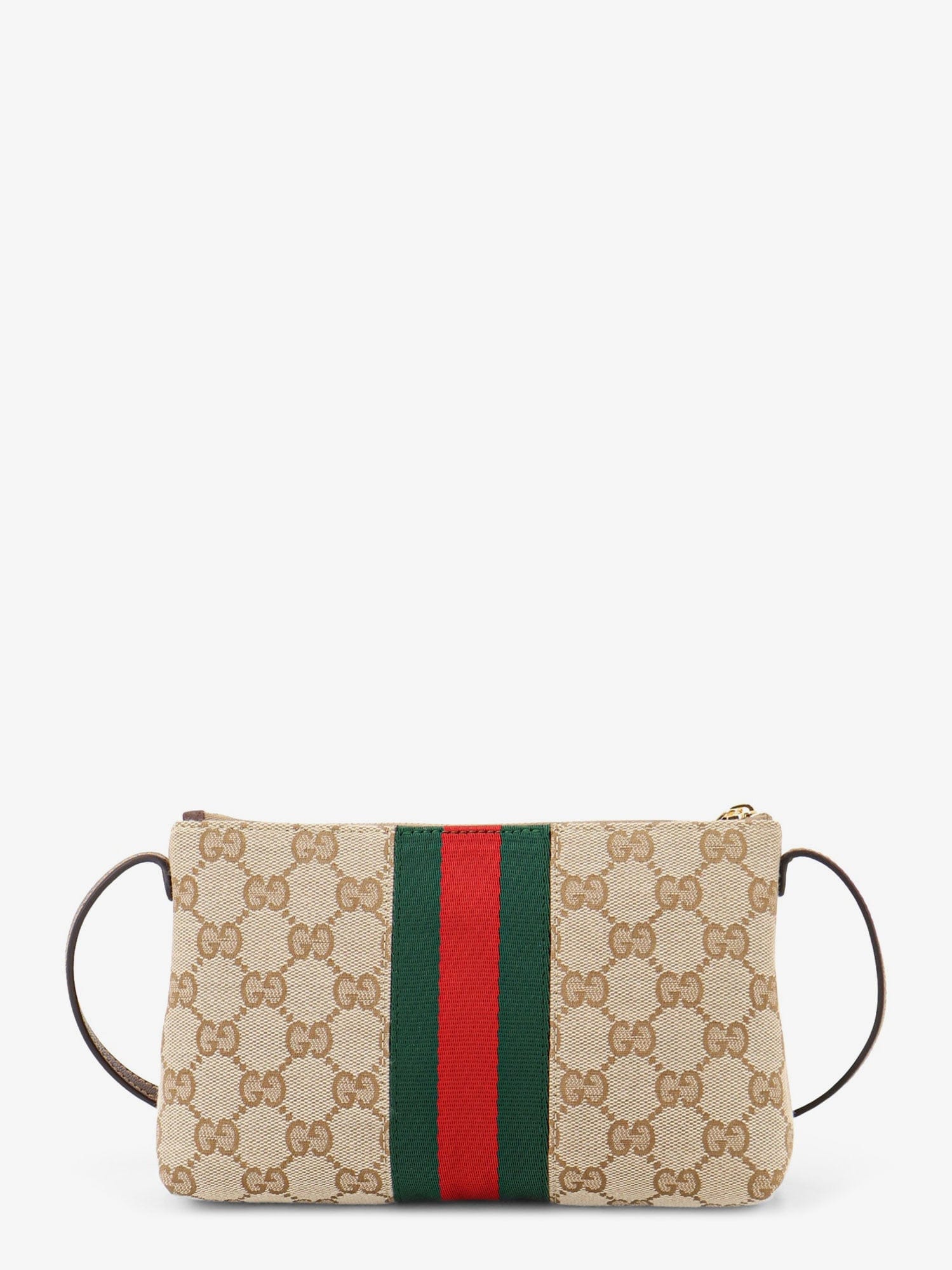 Gucci GG fabric crossbody with Nastro Web detail on the front