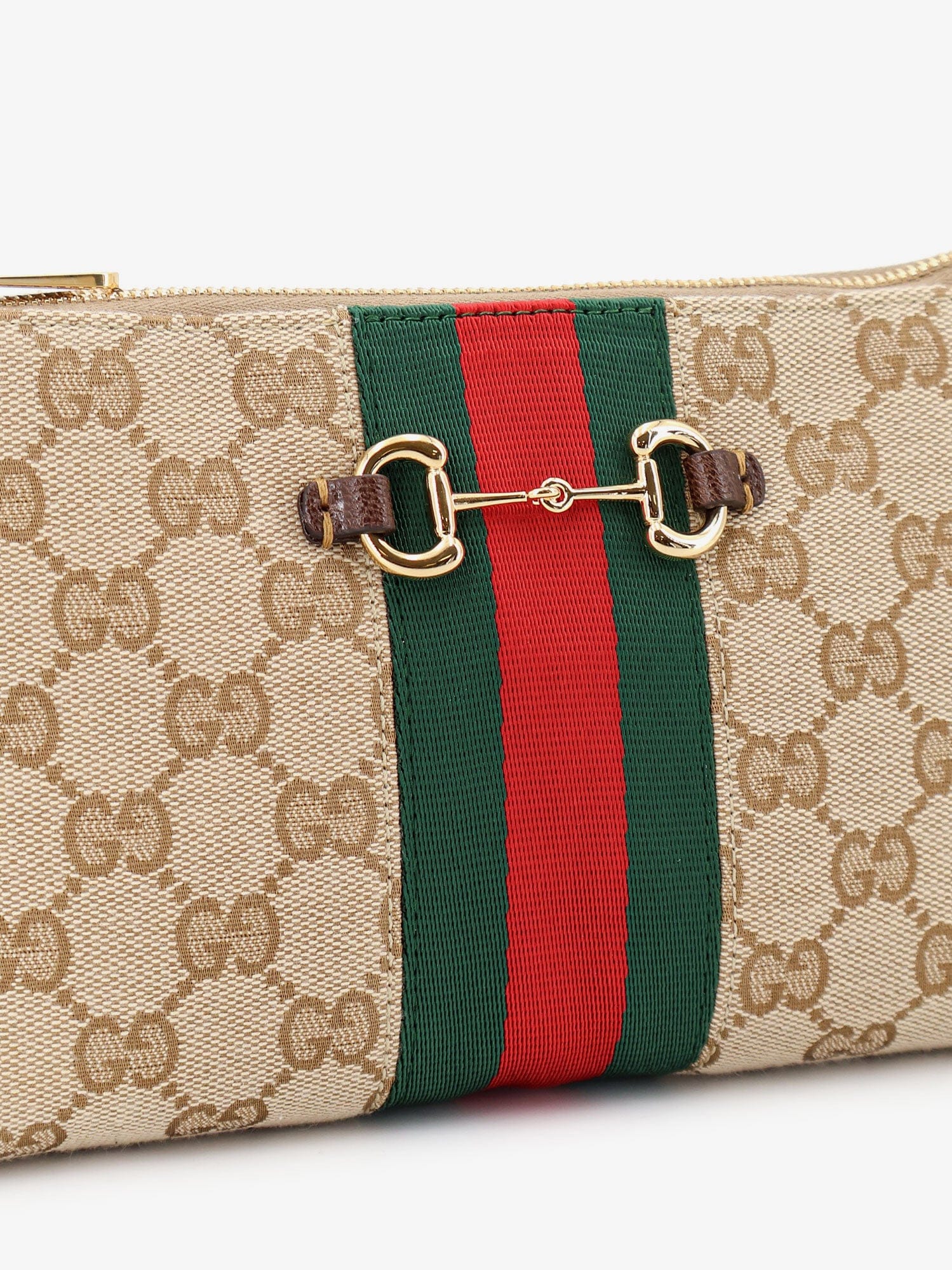 Gucci GG fabric crossbody with Nastro Web detail on the front