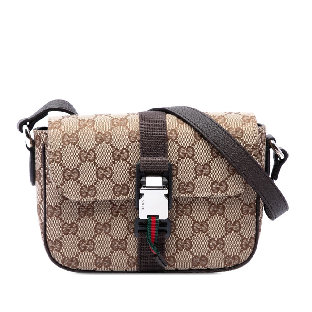 Gucci GG Canvas Web Buckle Flap Crossbody