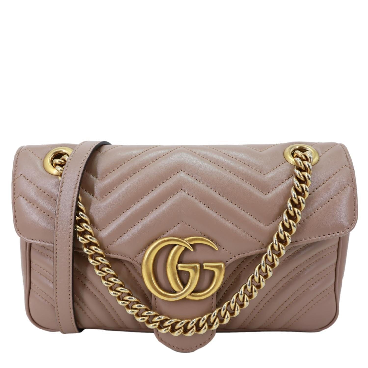 Gucci GG Marmont Small Matelasse Leather Crossbody Bag Dusty Pink 443497