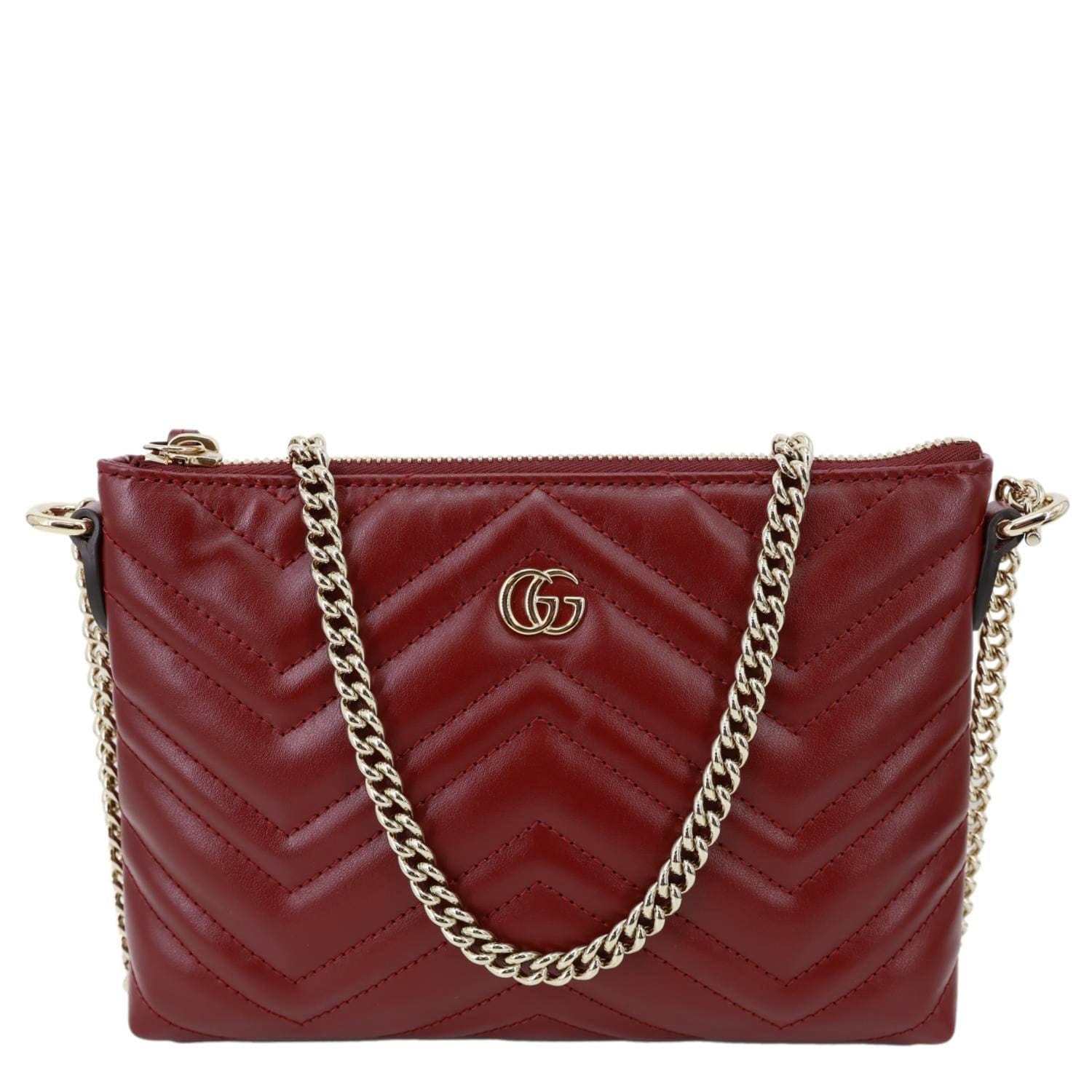 GUCCI GG Marmont Matelasse Leather Crossbody Bag Burgundy 837742