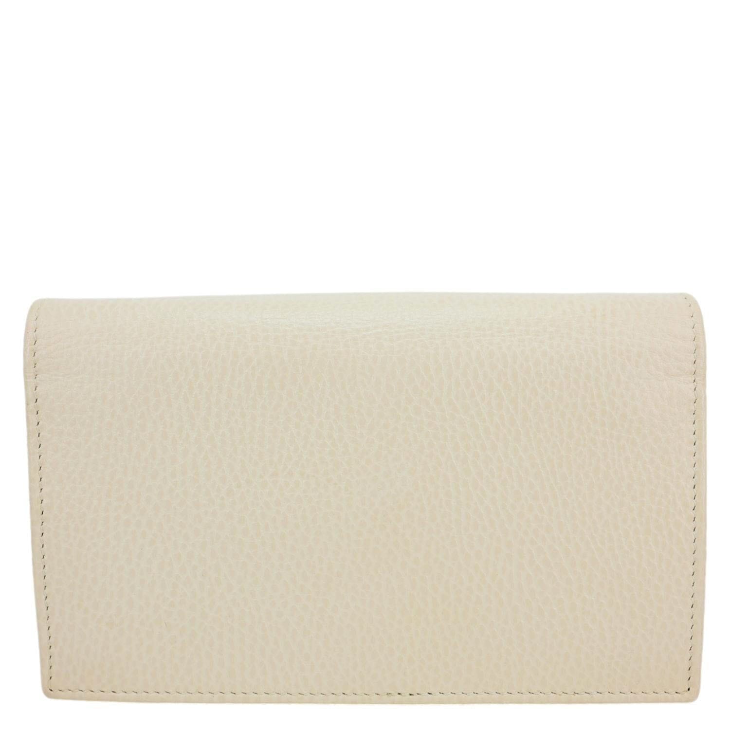 GUCCI GG Interlocking Leather Wallet On Chain Crossbody Bag Off White 615523