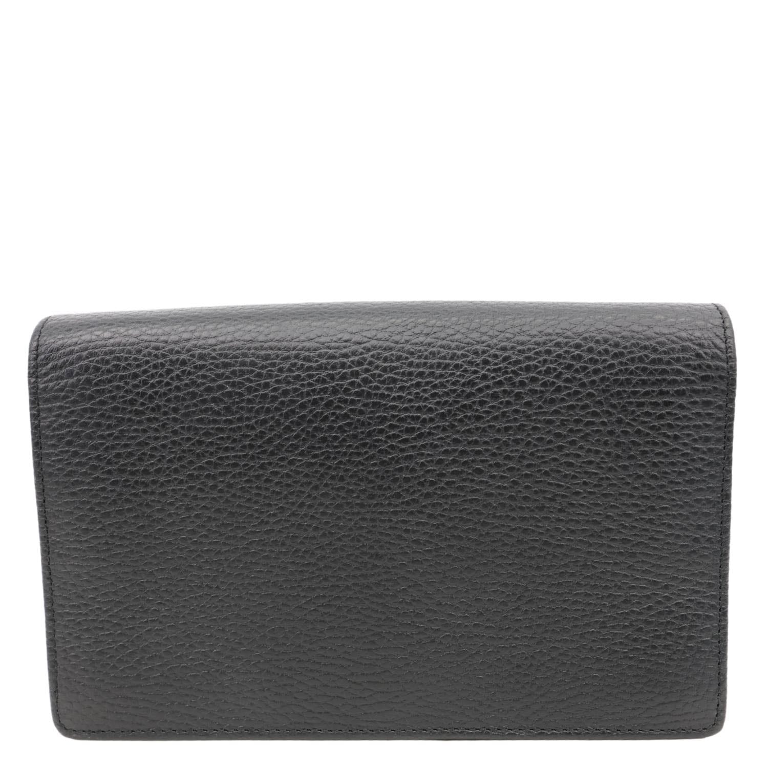 GUCCI GG Marmont WOC Leather Chain Crossbody Bag Black 497985