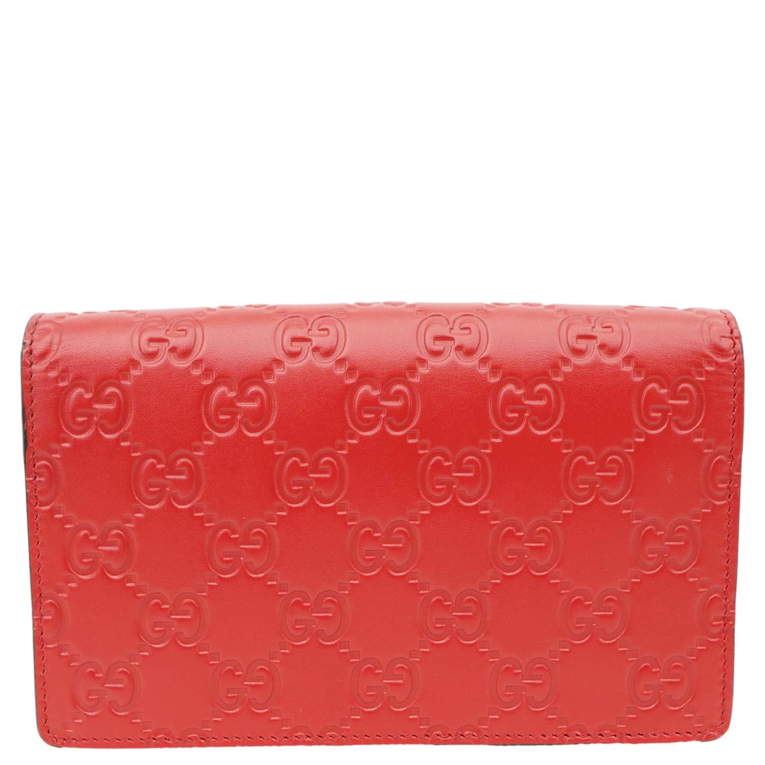 GUCCI Cherry Mini GG Leather Chain Wallet Crossbody Bag Red 481291