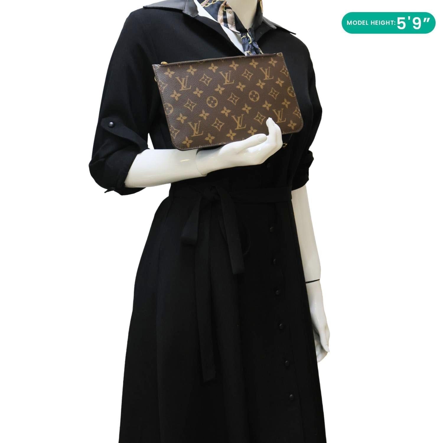LOUIS VUITTON Neverfull Monogram Canvas Wristlet Pouch Brown