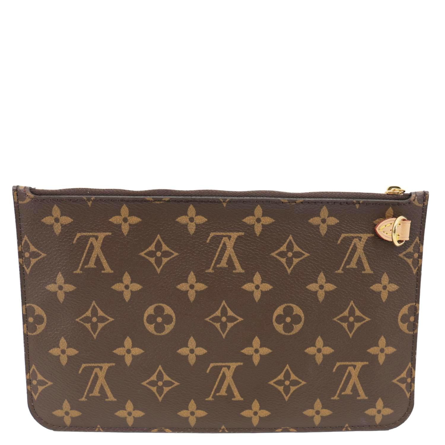LOUIS VUITTON Neverfull Monogram Canvas Wristlet Pouch Brown