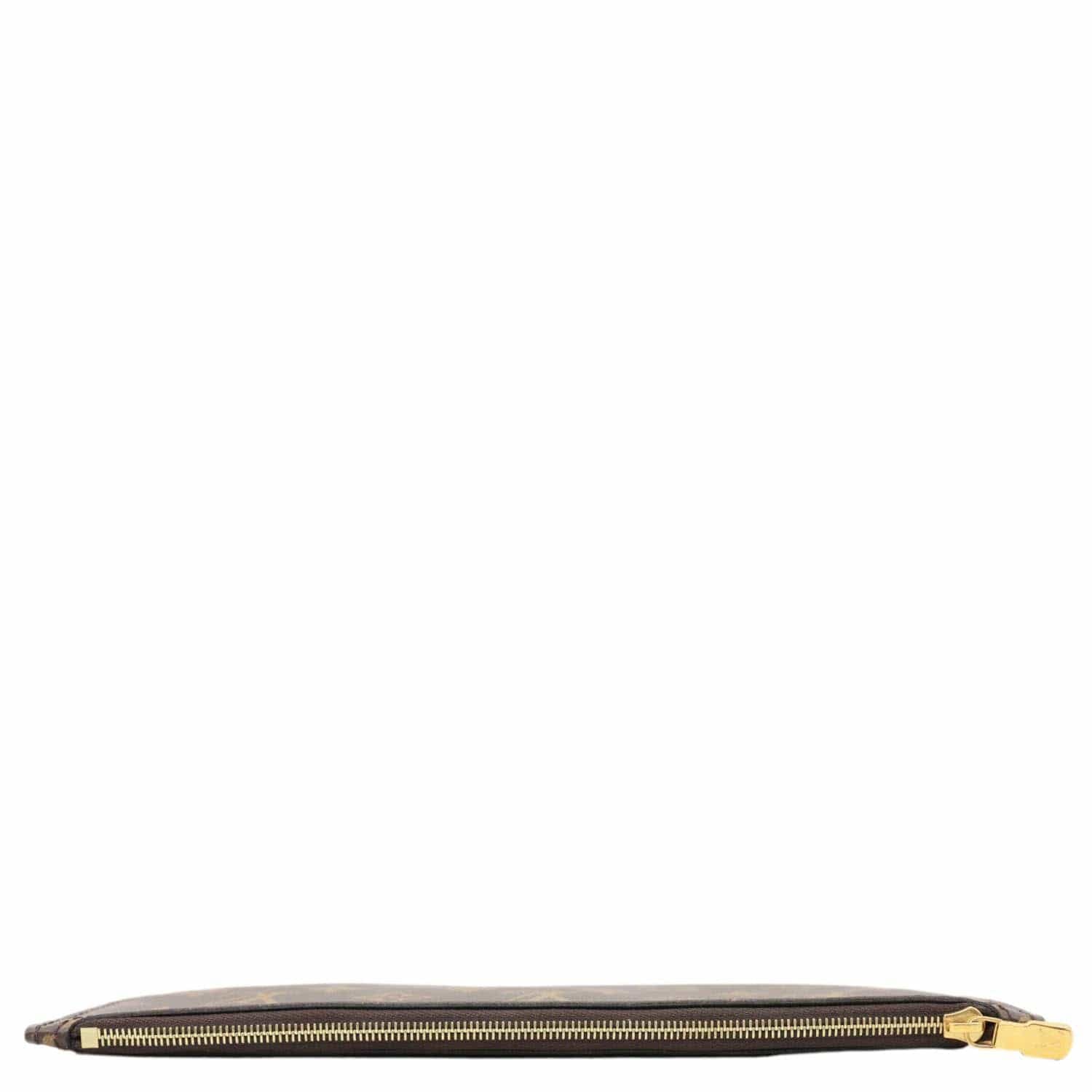 LOUIS VUITTON Neverfull Monogram Canvas Wristlet Pouch Brown