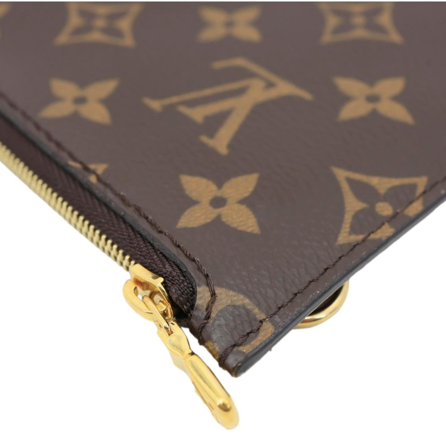 LOUIS VUITTON Neverfull Monogram Canvas Wristlet Pouch Brown