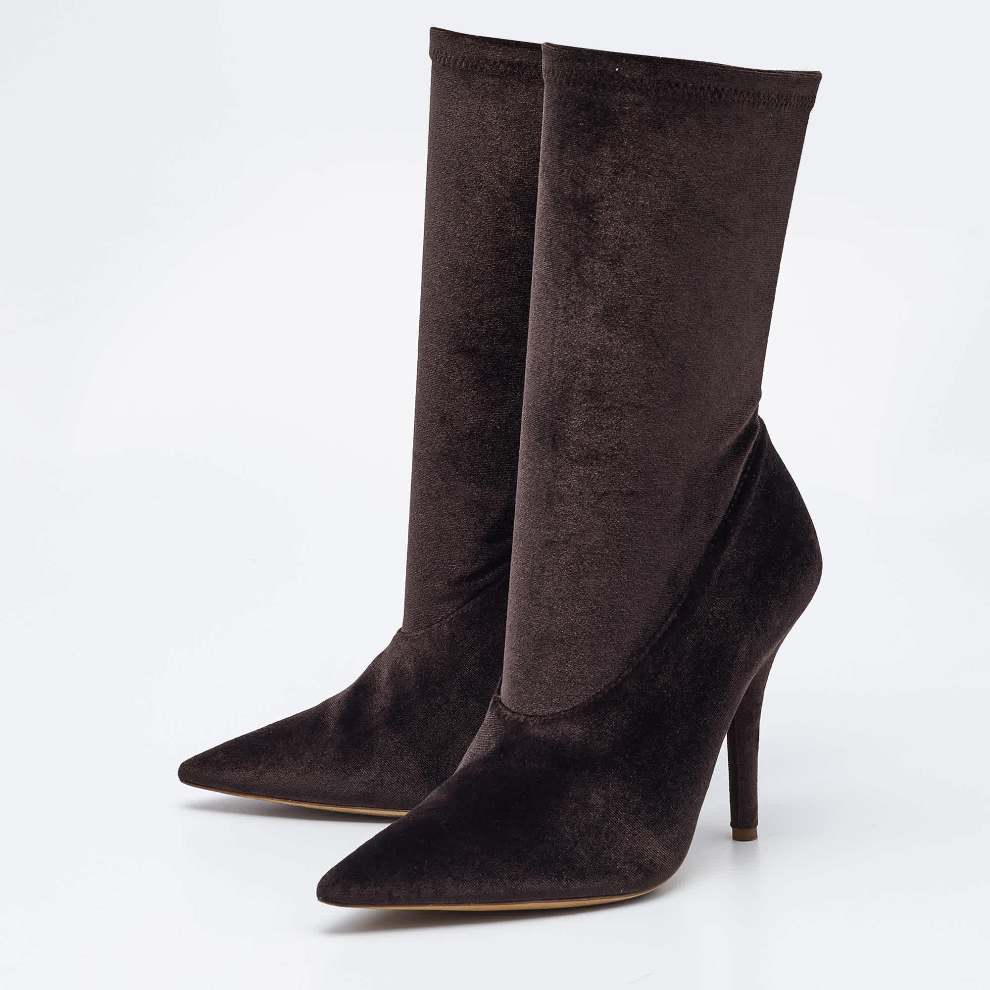 Yeezy Brown Velvet Season 5 Mid Calf Boots