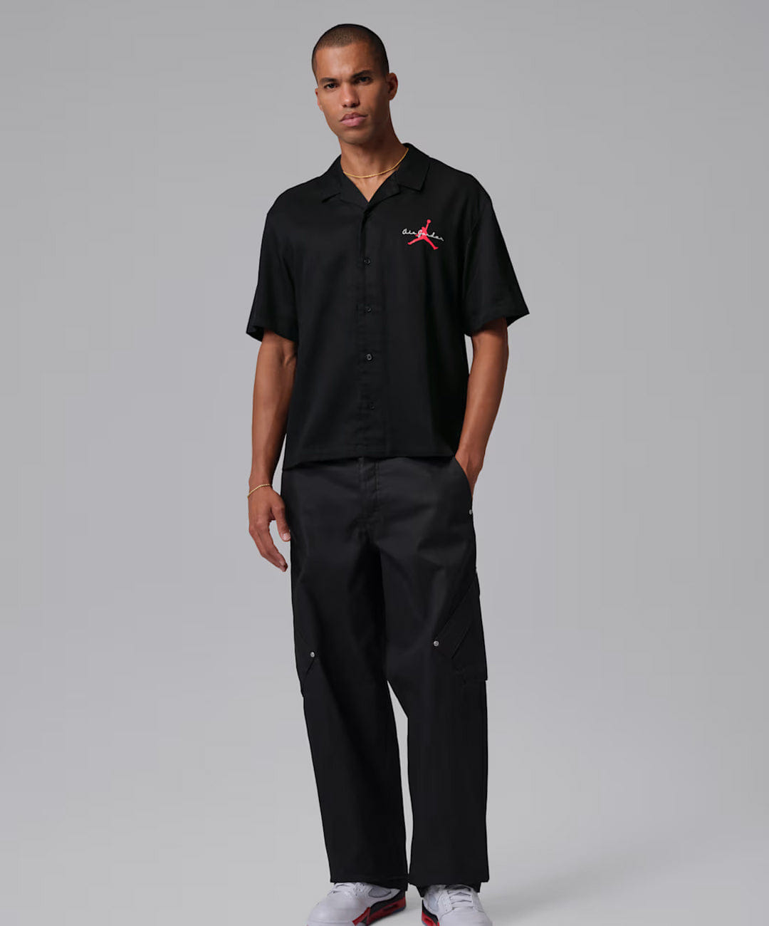 Air Jordan JORDAN | BROOKLYN BOWLING SHIRT { BLACK/INFRARED 23