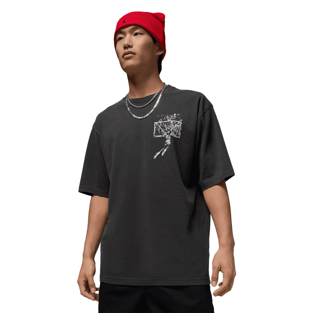 Air Jordan Brooklyn Men's Oversized Graphic T - Shirt Off Noir/Sail