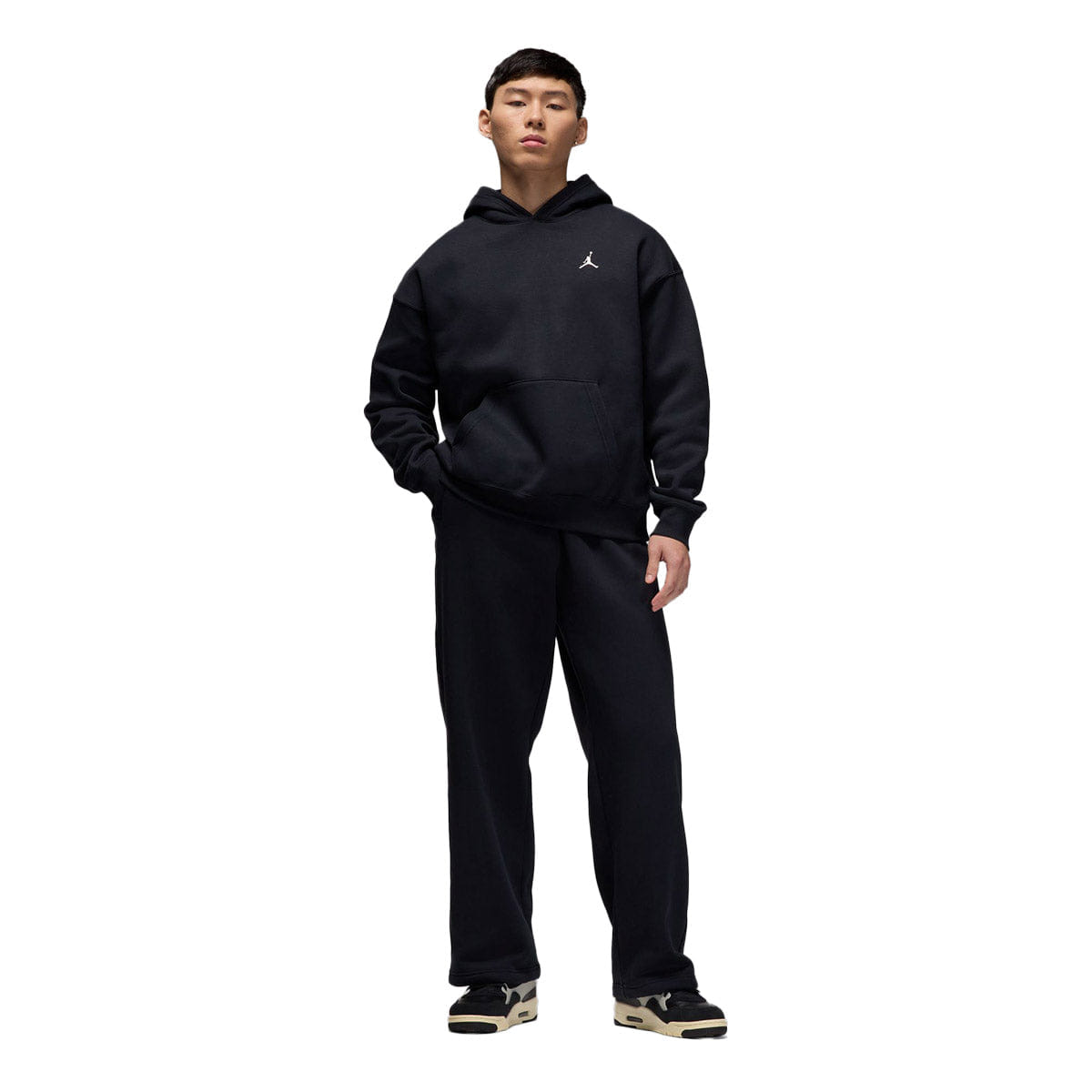 Air Jordan Brooklyn Fleece Men's Oversized Open - Hem Trousers Black/Sail