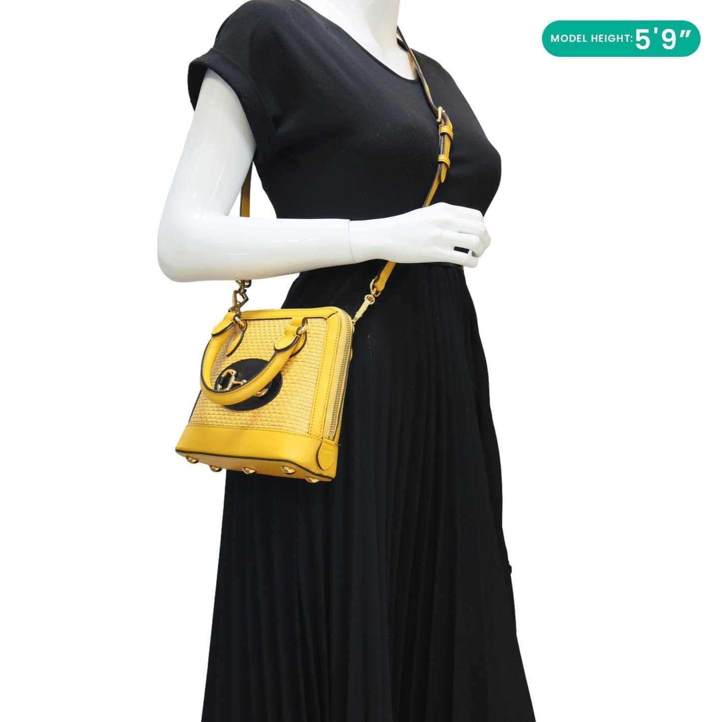 GUCCI Horsebit 1955 Mini Leather Crossbody Bag Yellow 640716