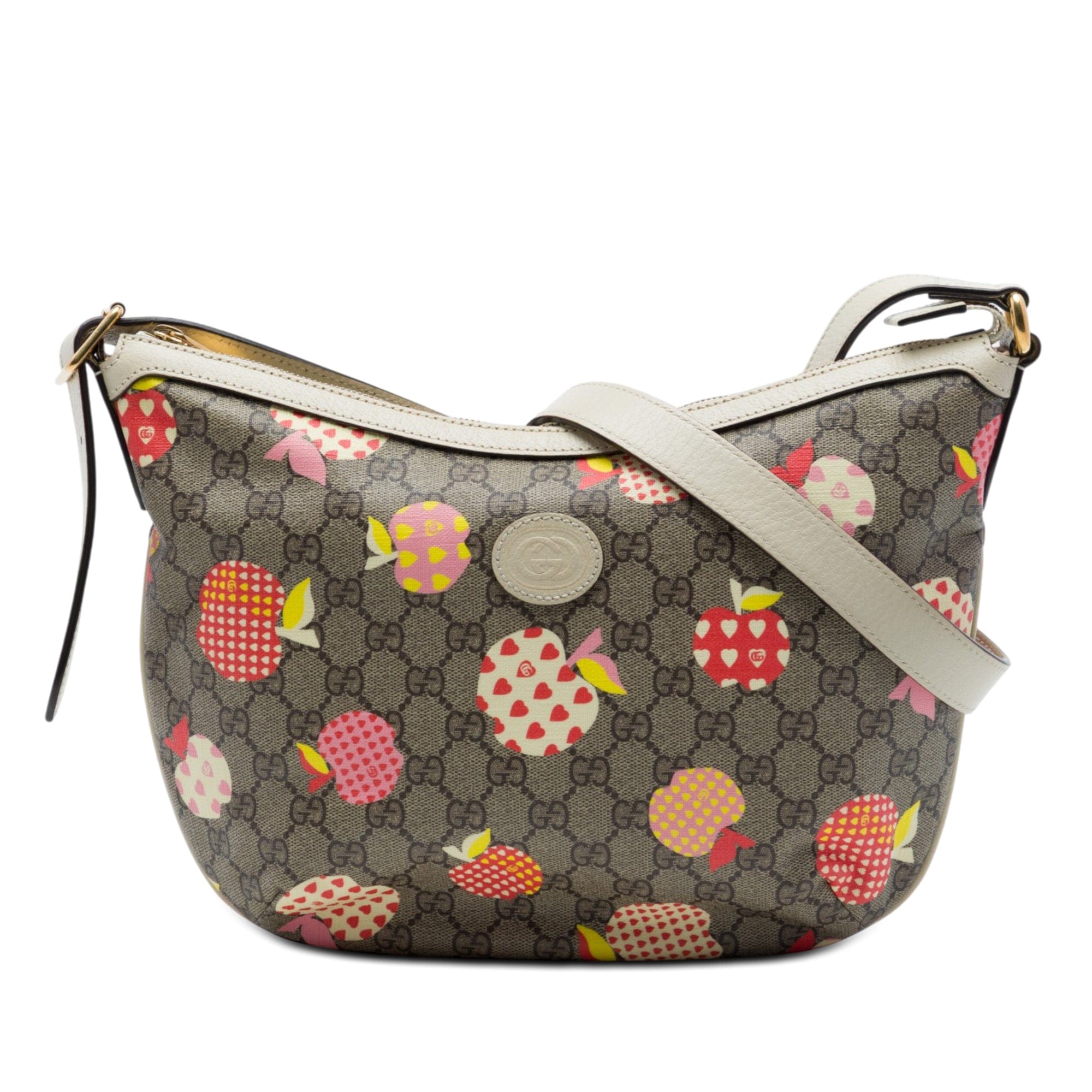Gucci Small GG Supreme Les Pommes Ophidia Half Moon Crossbody