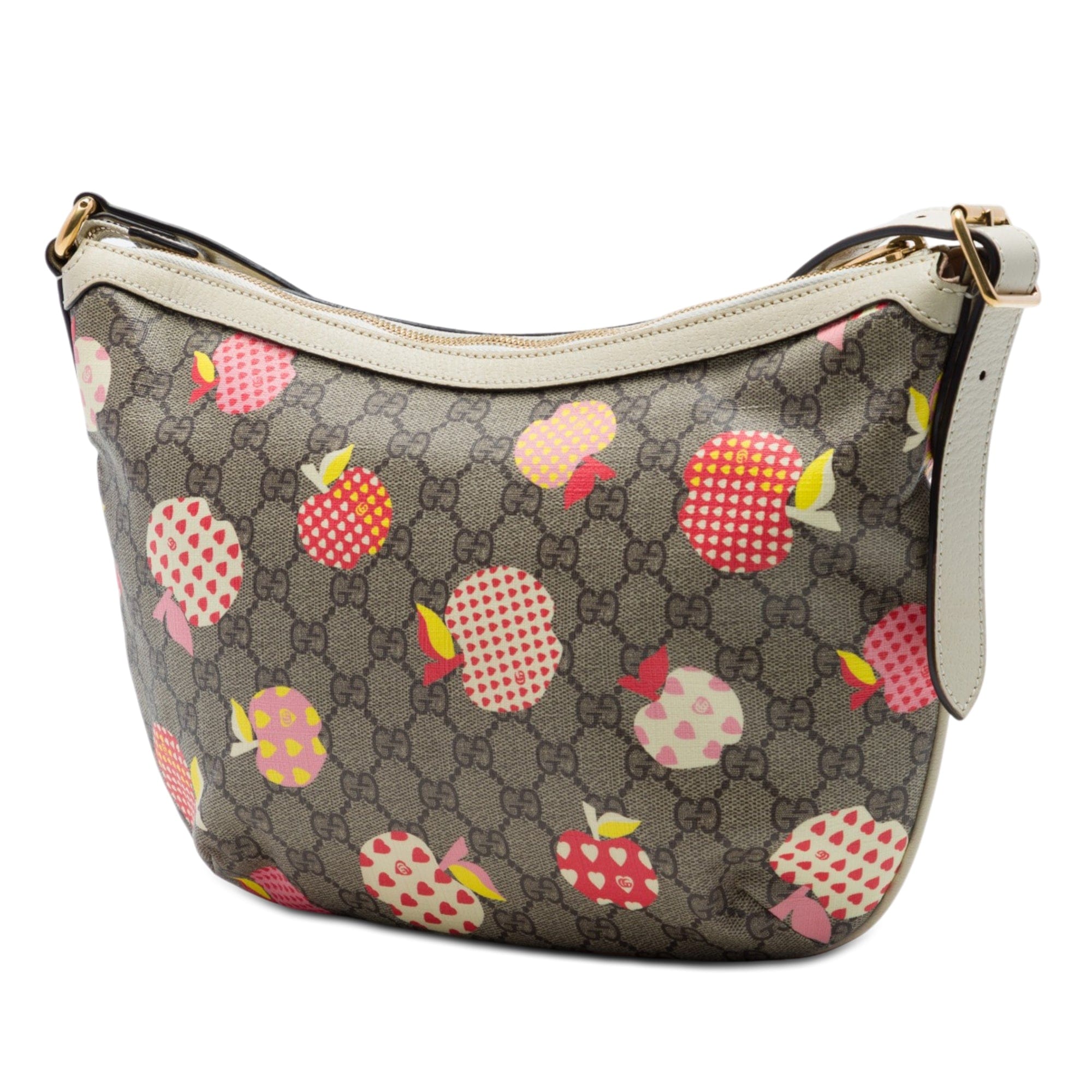 Gucci Small GG Supreme Les Pommes Ophidia Half Moon Crossbody