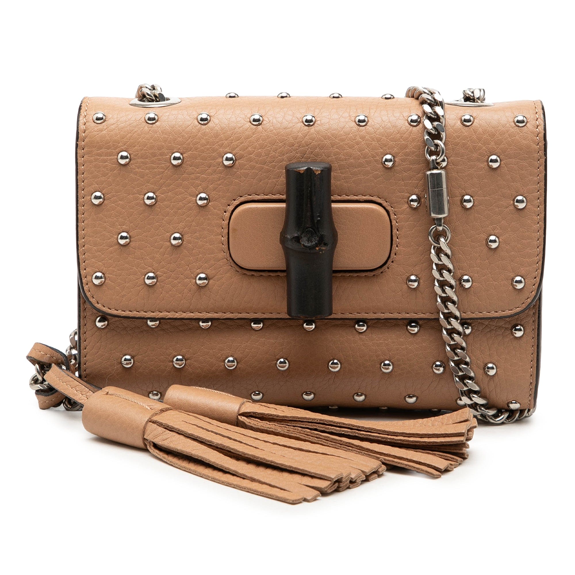 Gucci Small Calfskin Studded Miss Bamboo Crossbody