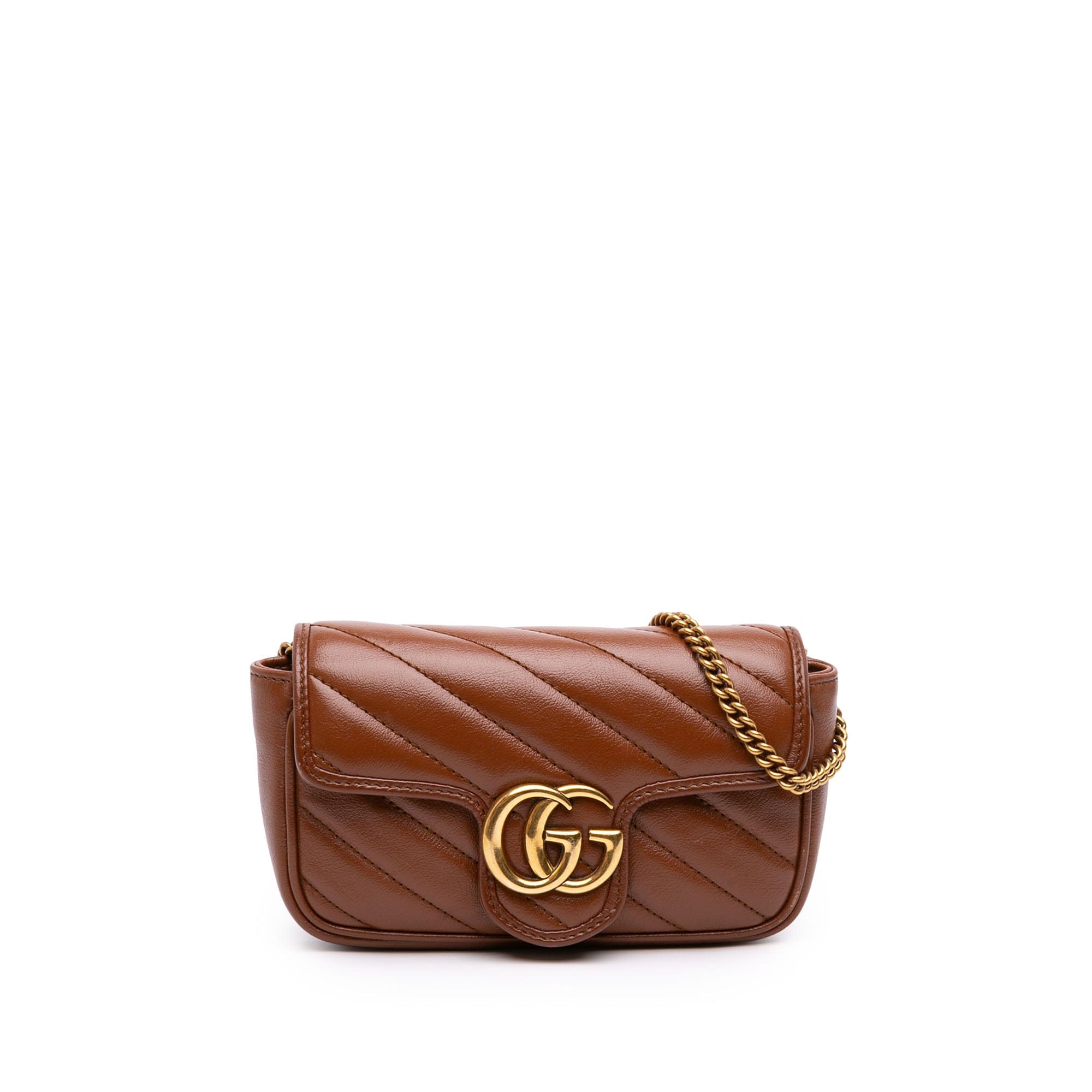 Gucci Mini GG Marmont Matelasse Diagonal Leather Flap Crossbody