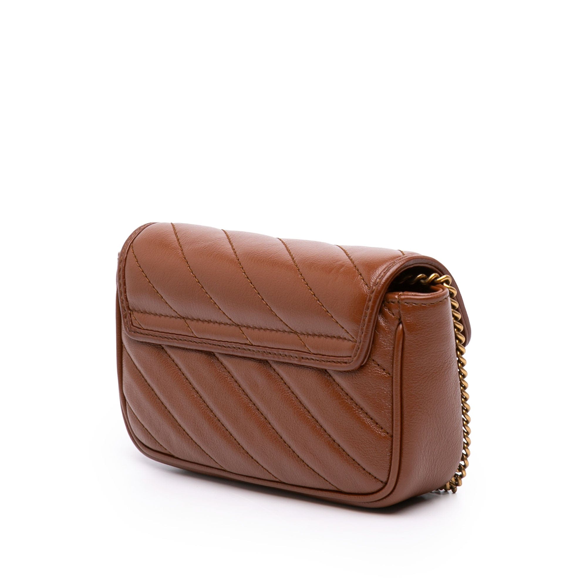 Gucci Mini GG Marmont Matelasse Diagonal Leather Flap Crossbody