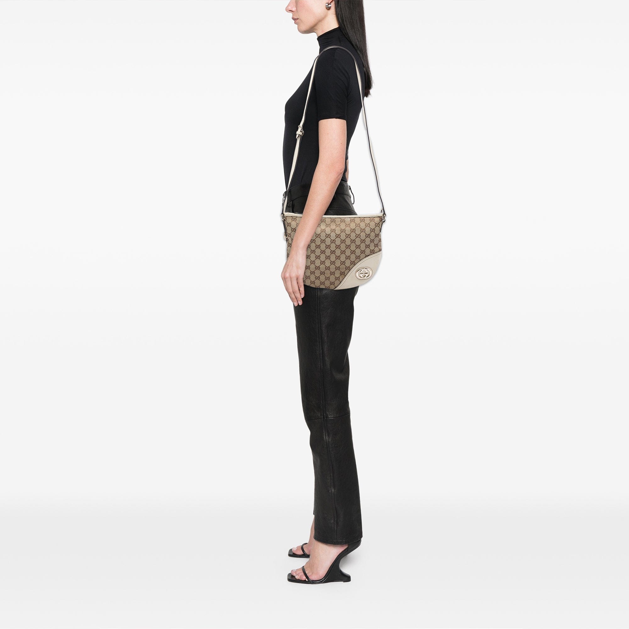 Gucci Medium GG Canvas New Britt Half Moon Crossbody