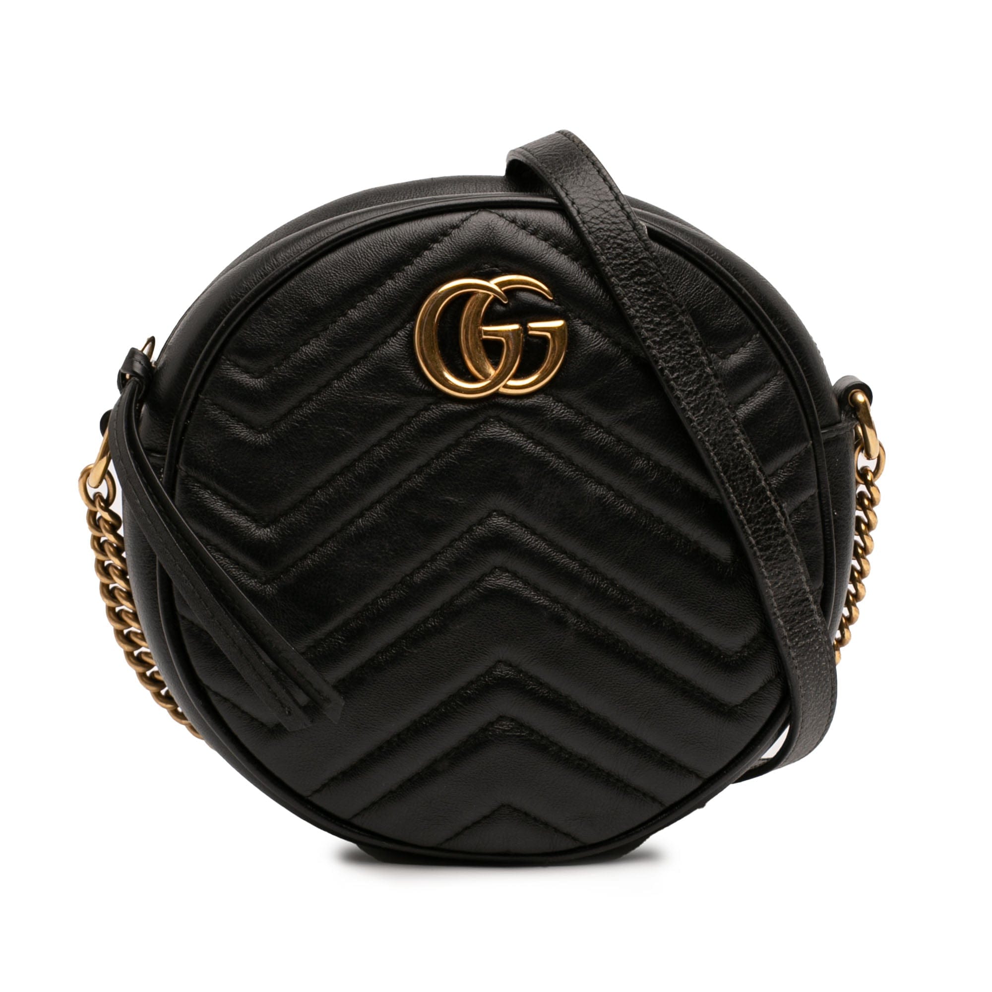 Gucci Mini GG Marmont Matelasse Leather Round Crossbody