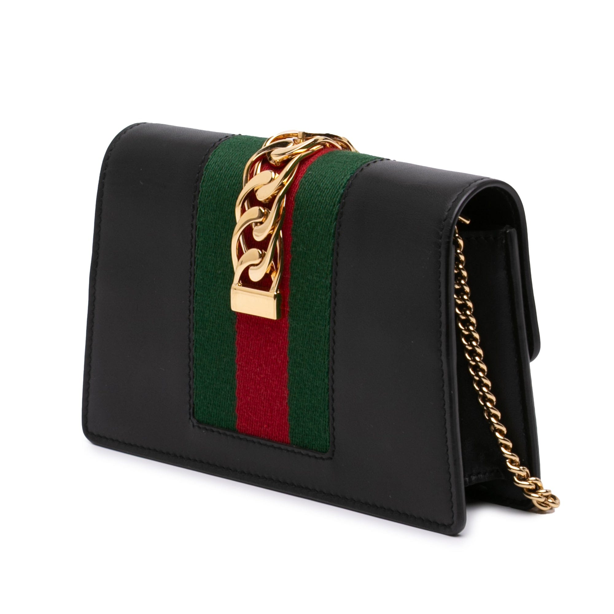 Gucci Super Mini Calfskin Web Sylvie Chain Crossbody