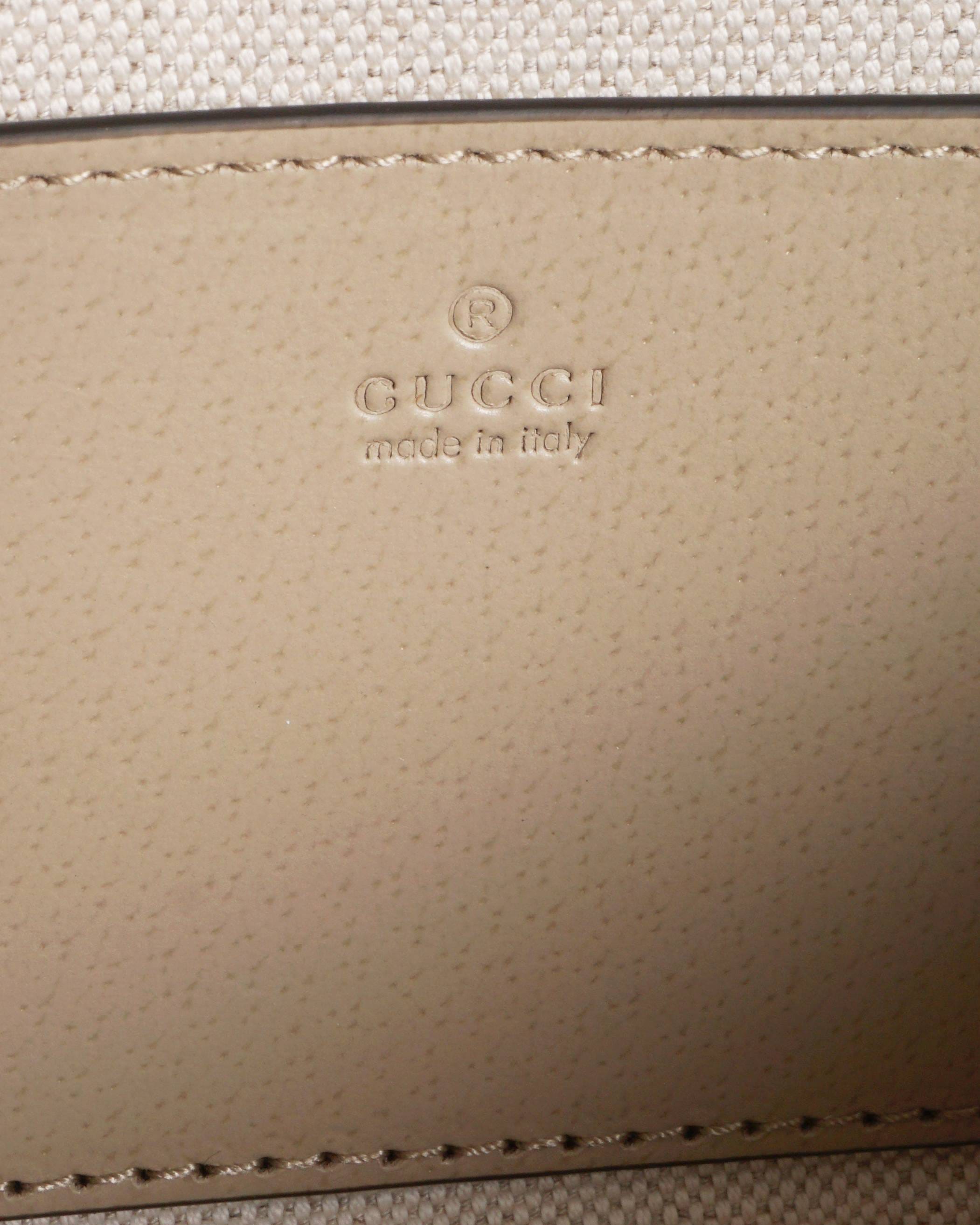 Gucci Beige & White GG Supreme Ophidia Mini Crossbody Bag