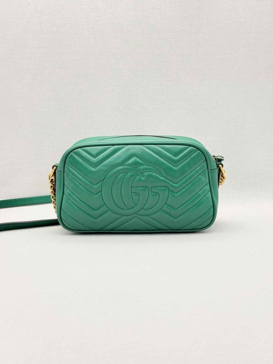 Gucci GG Marmont Camera Green Chevron Crossbody