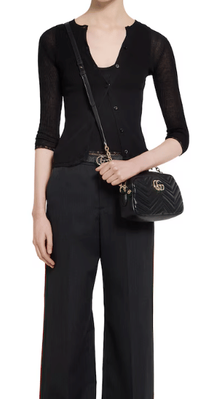 GUCCI GG Marmont Black Small Lambskin Camera Crossbody Bag
