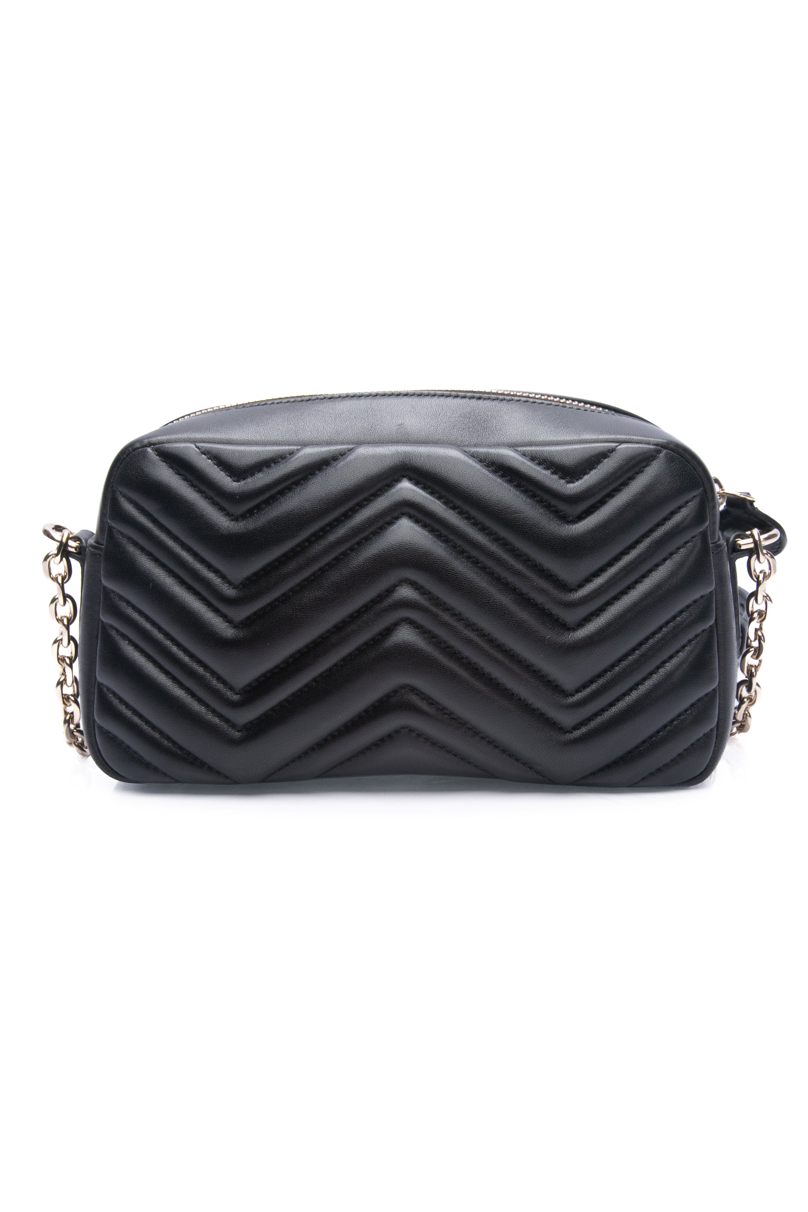 GUCCI GG Marmont Black Small Lambskin Camera Crossbody Bag