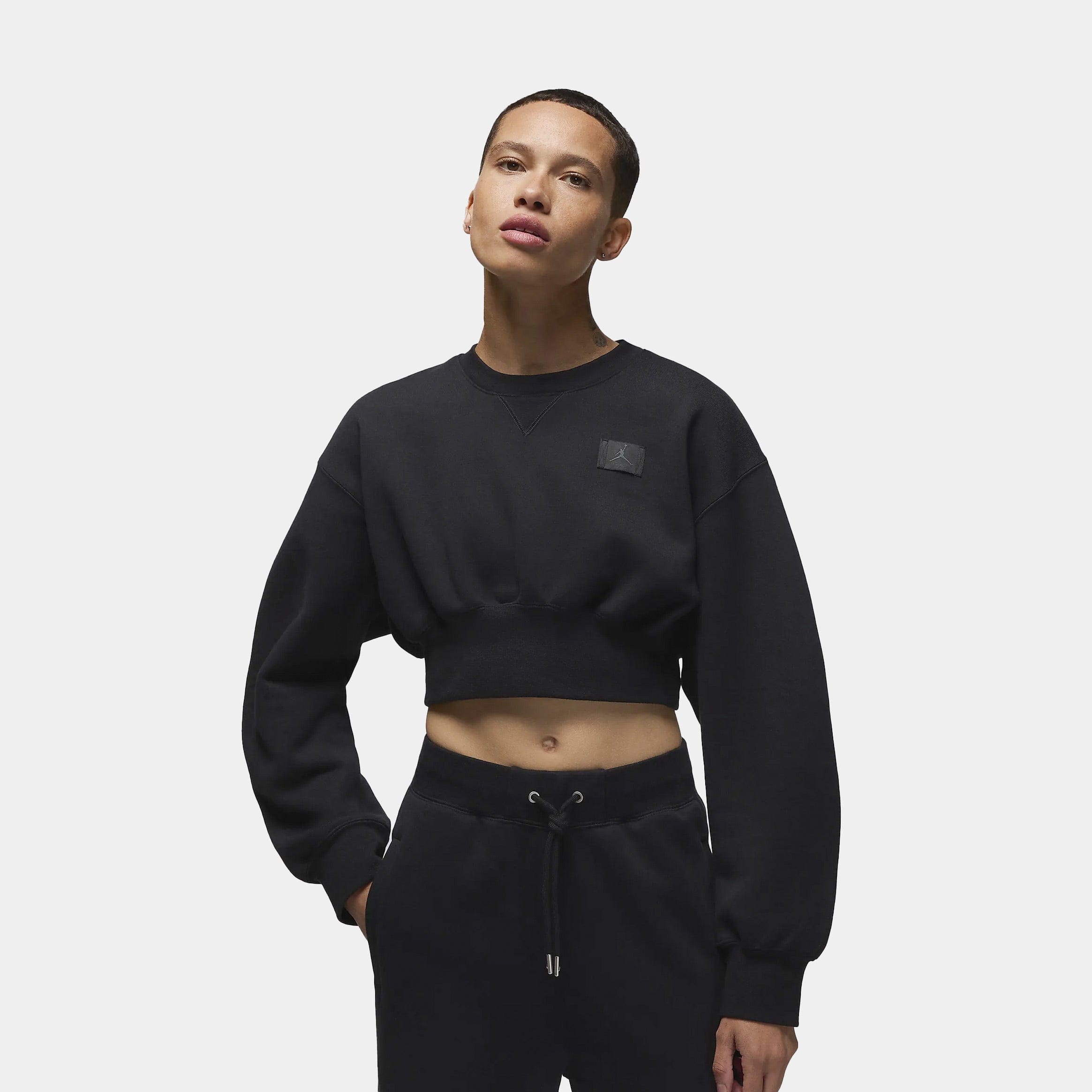 Air Jordan Flight Cropped Womens Fleece Sweatshirt (Black)