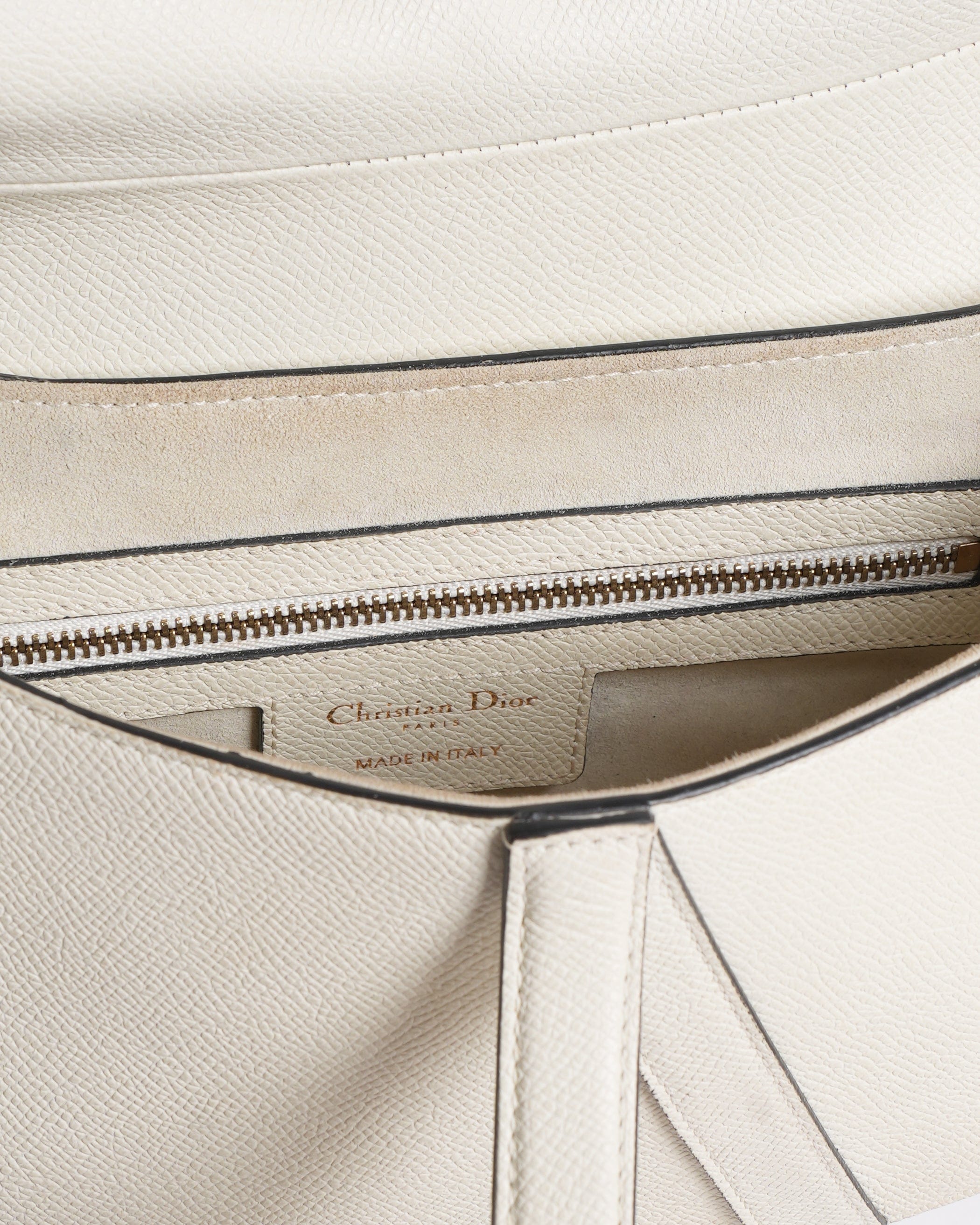 Dior Christian dior saddle bag with strap in latte grained calfskin