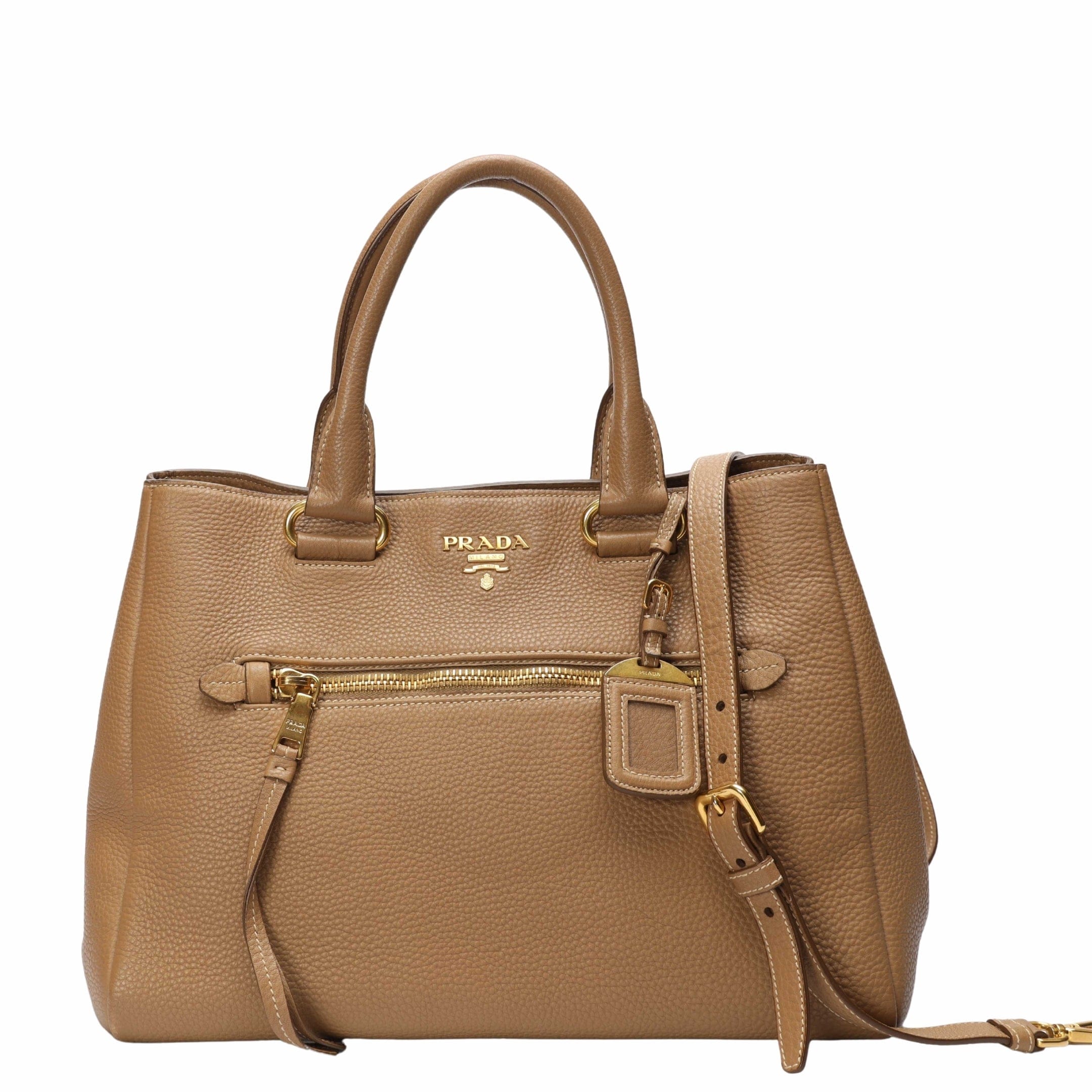 Prada Vitello Tan Crossbody Tote