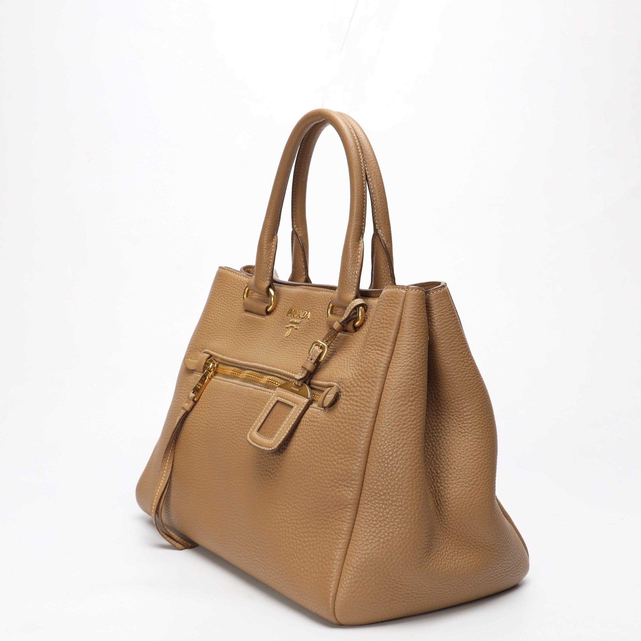 Prada Vitello Tan Crossbody Tote