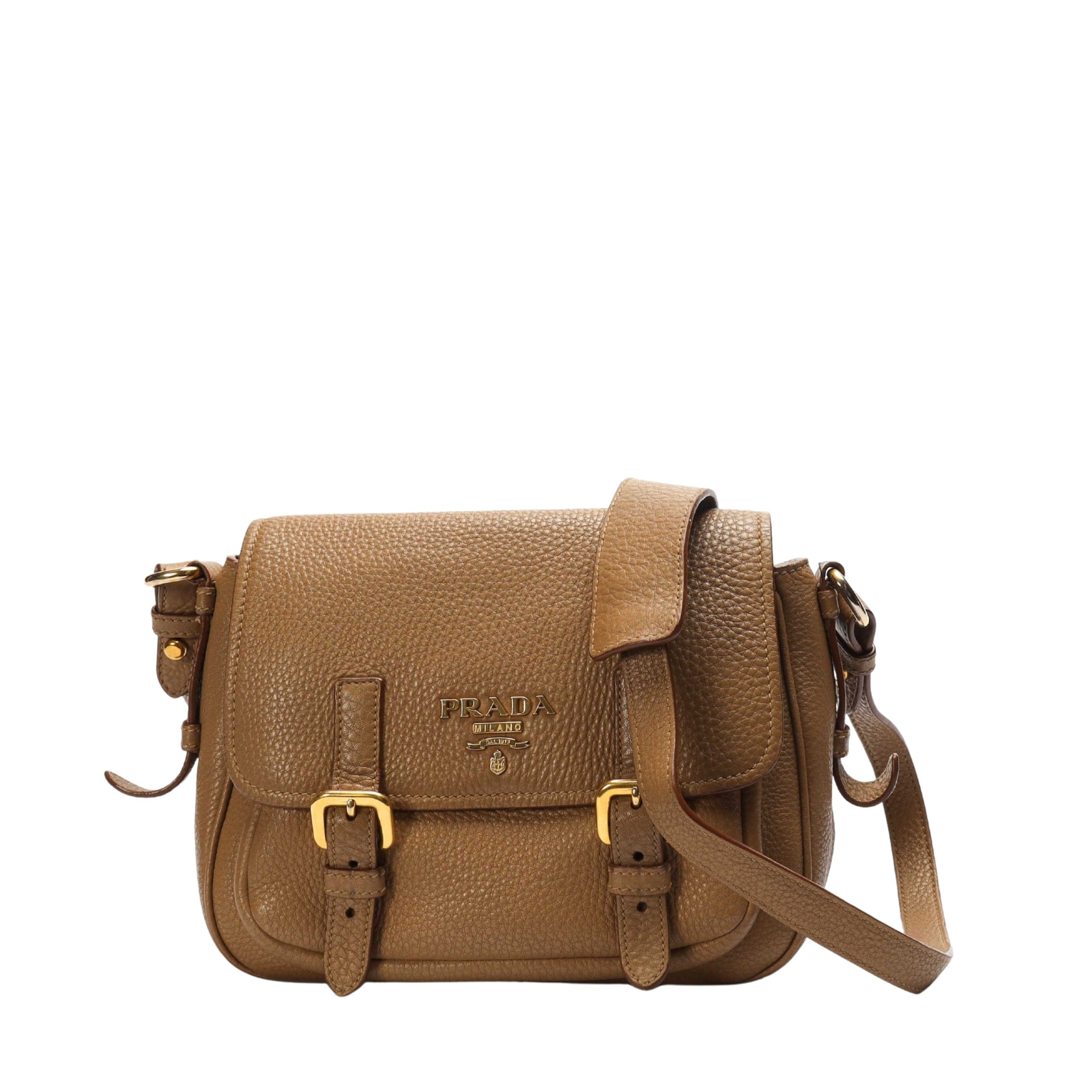 Prada Brown Vitello Daino Crossbody Bag