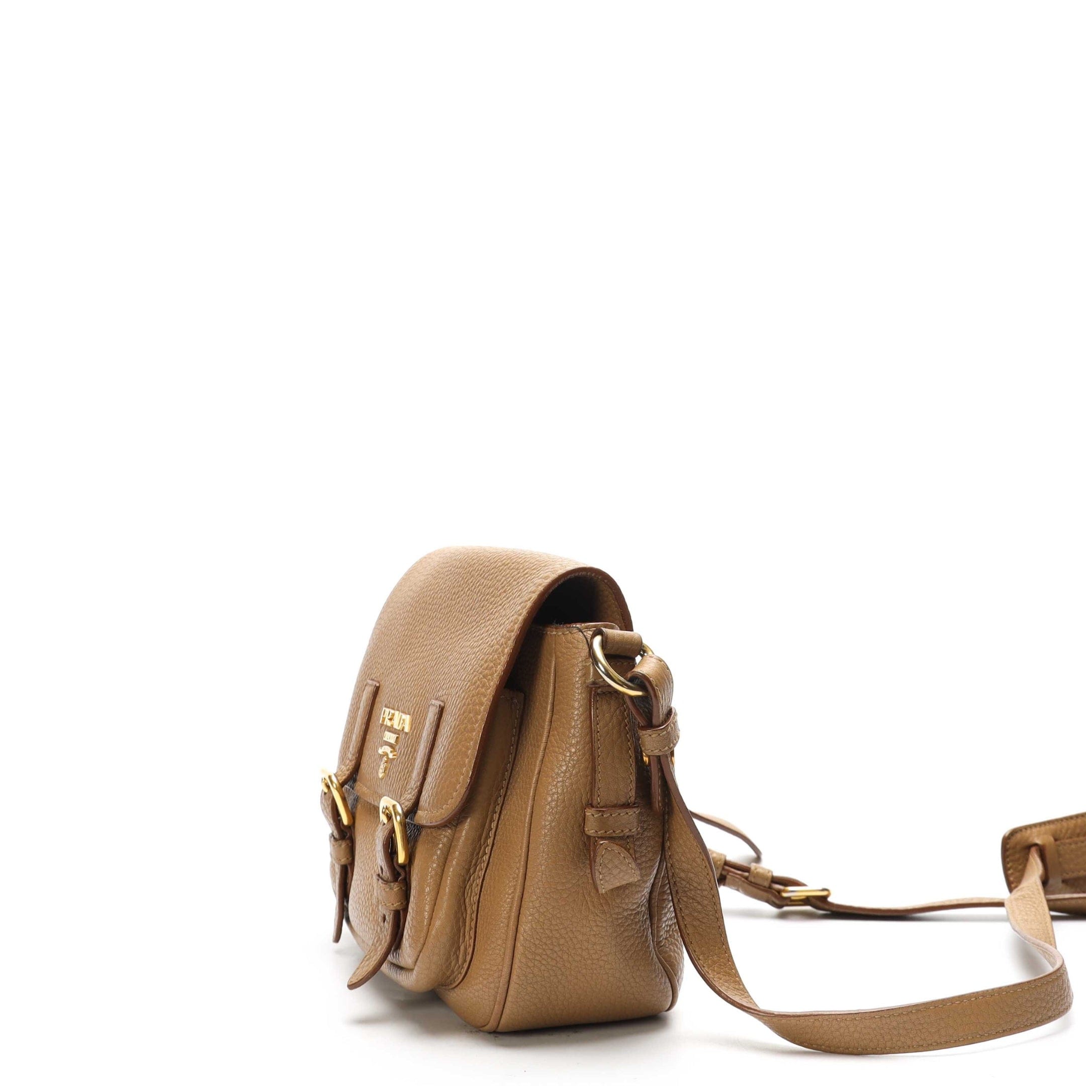 Prada Brown Vitello Daino Crossbody Bag