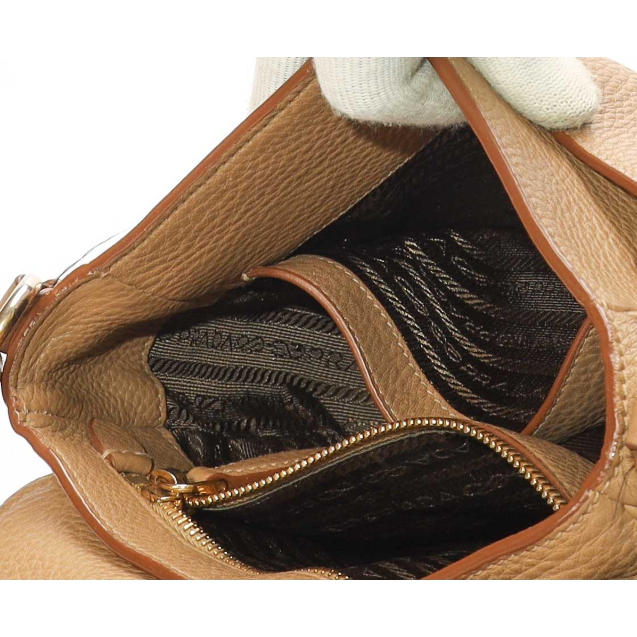 Prada Brown Vitello Daino Crossbody Bag