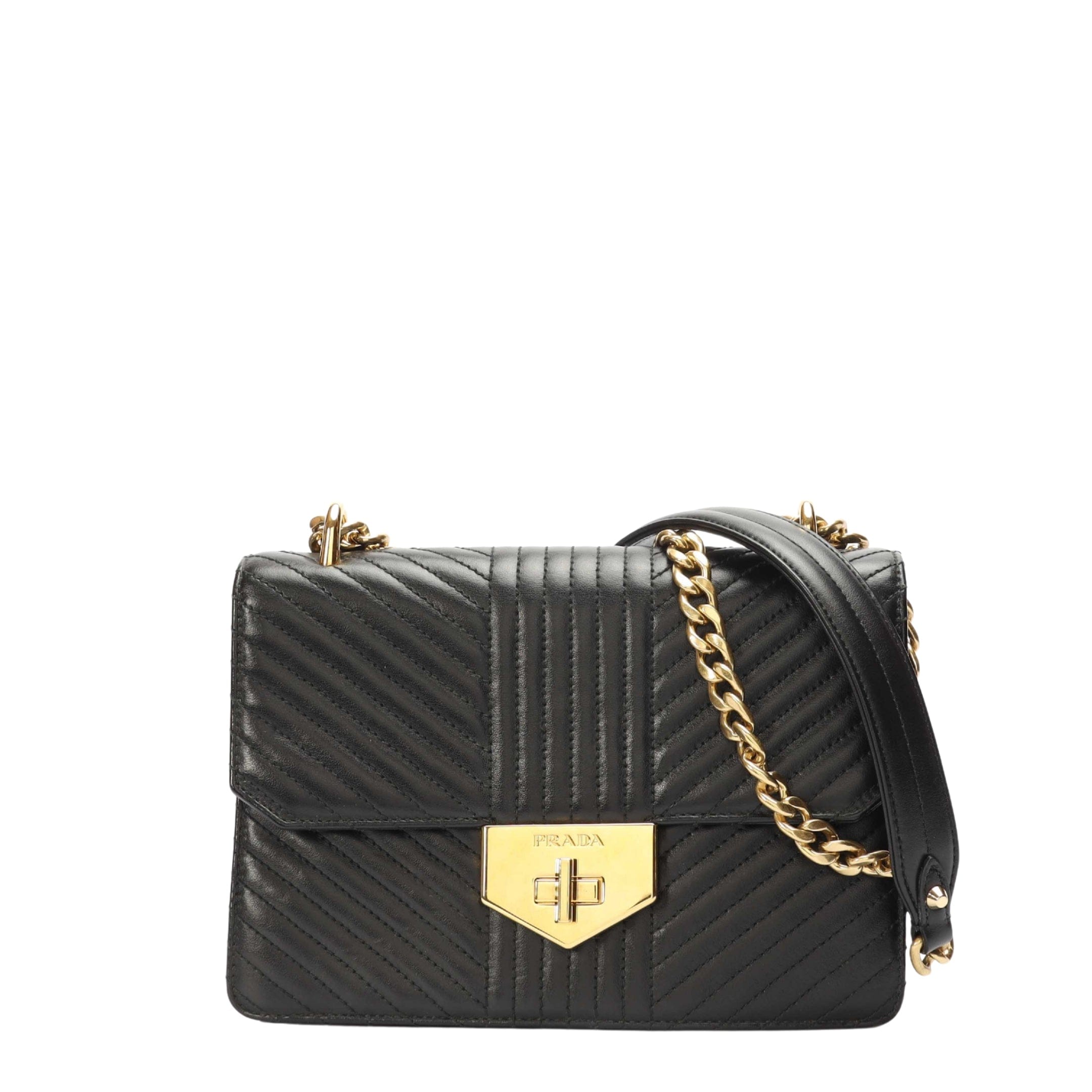 Prada Chevron Impunture Turn Lock Crossbody Bag