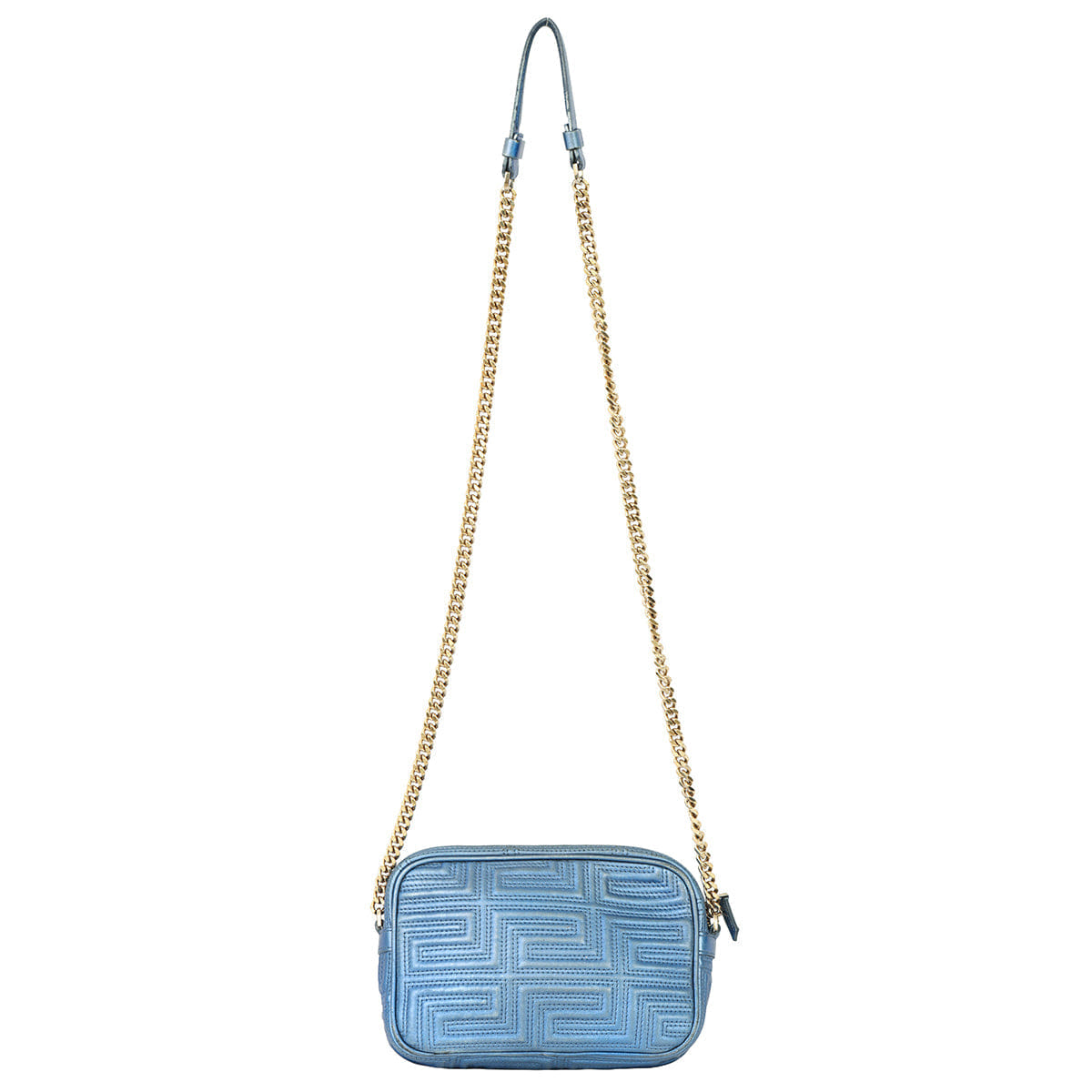 VERSACE CAMERA STYLE QUILTED GRECA MEDUSA LOGO CROSSBODY BAG