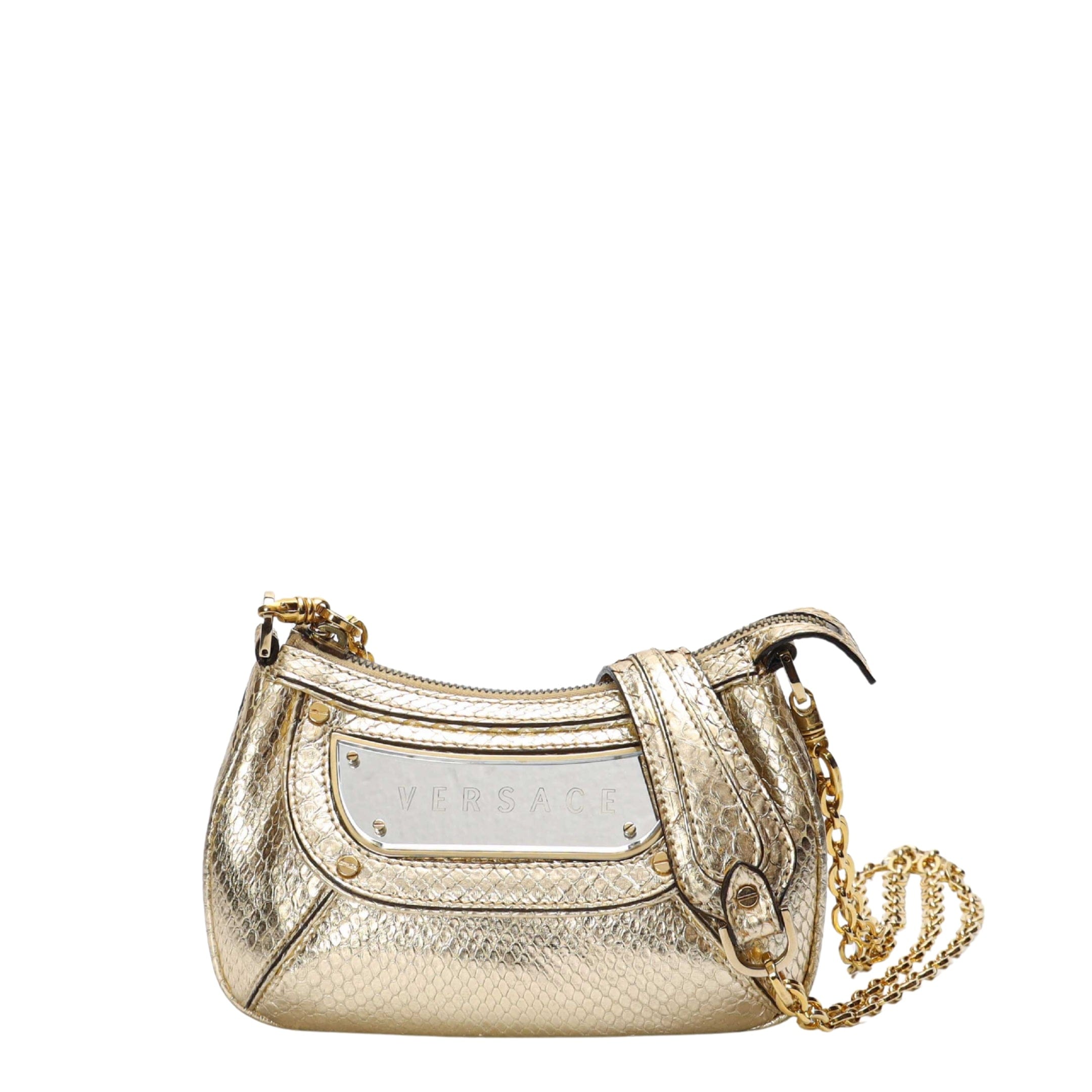 Versace Golg Python Bowling Metallic Crossbody Bag