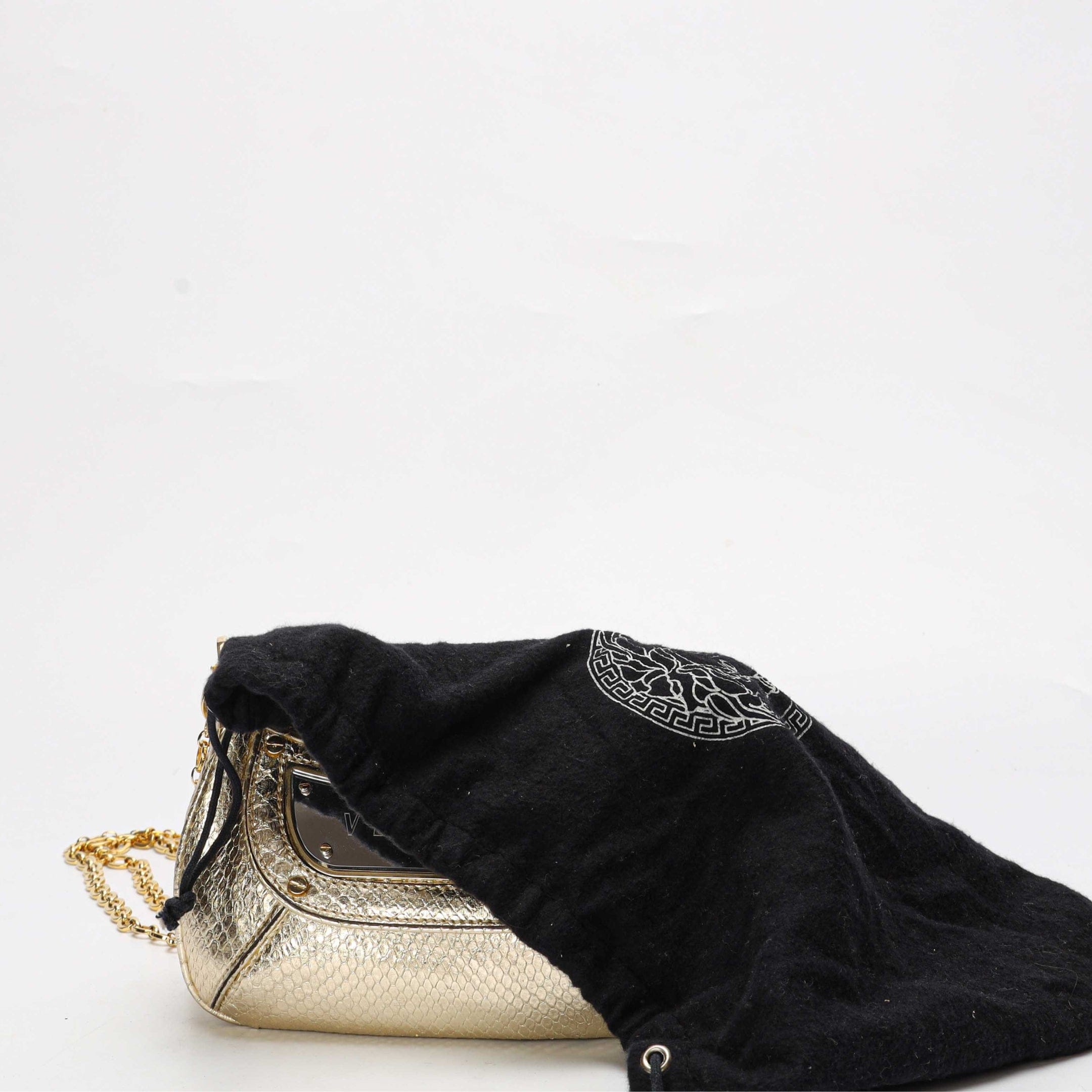 Versace Golg Python Bowling Metallic Crossbody Bag