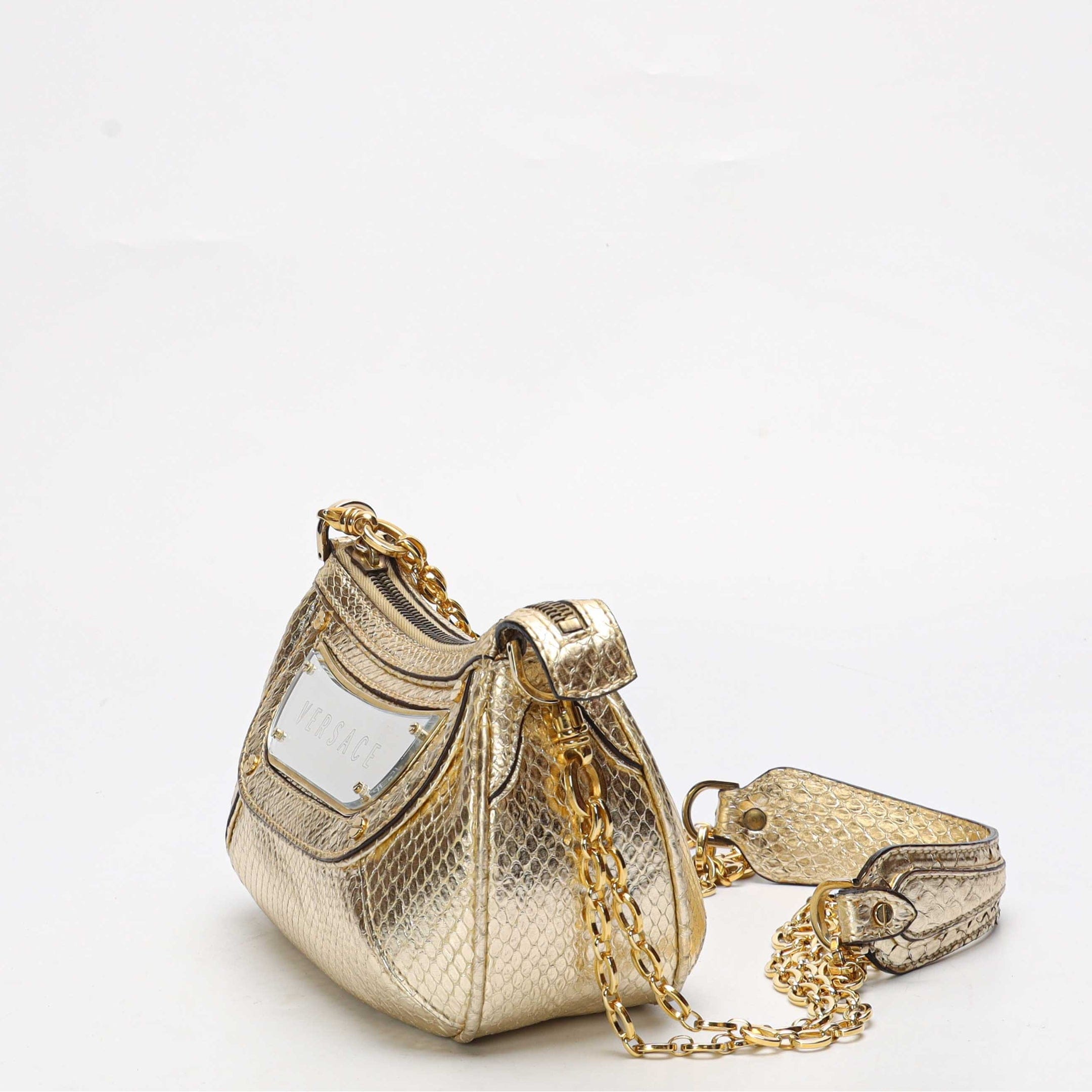 Versace Golg Python Bowling Metallic Crossbody Bag