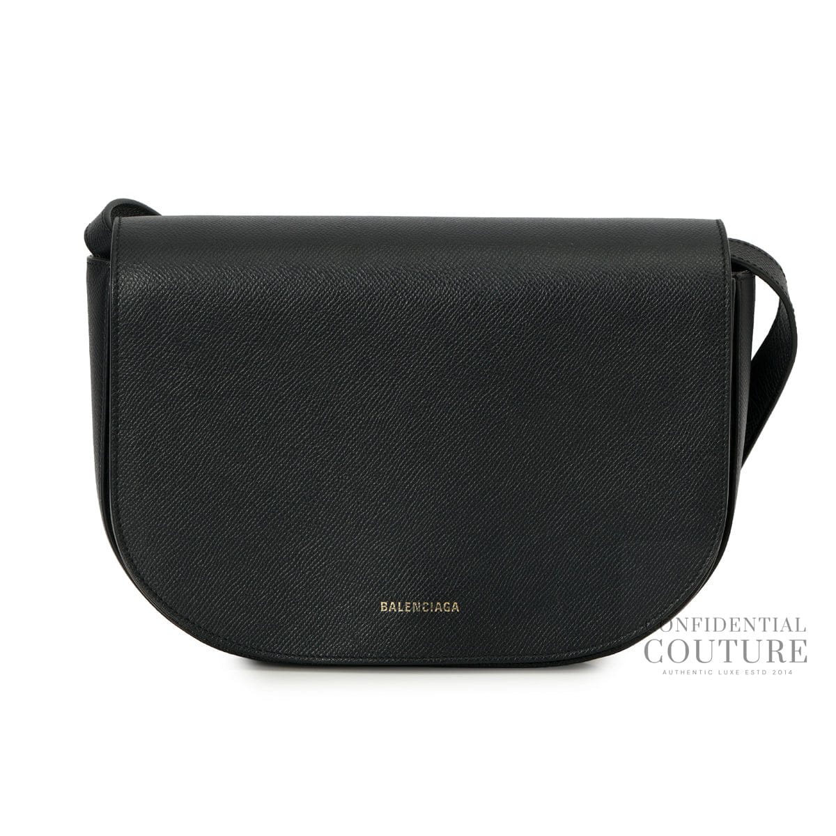 Balenciaga Black Grained Leather Ville Day S Crossbody Flap Bag