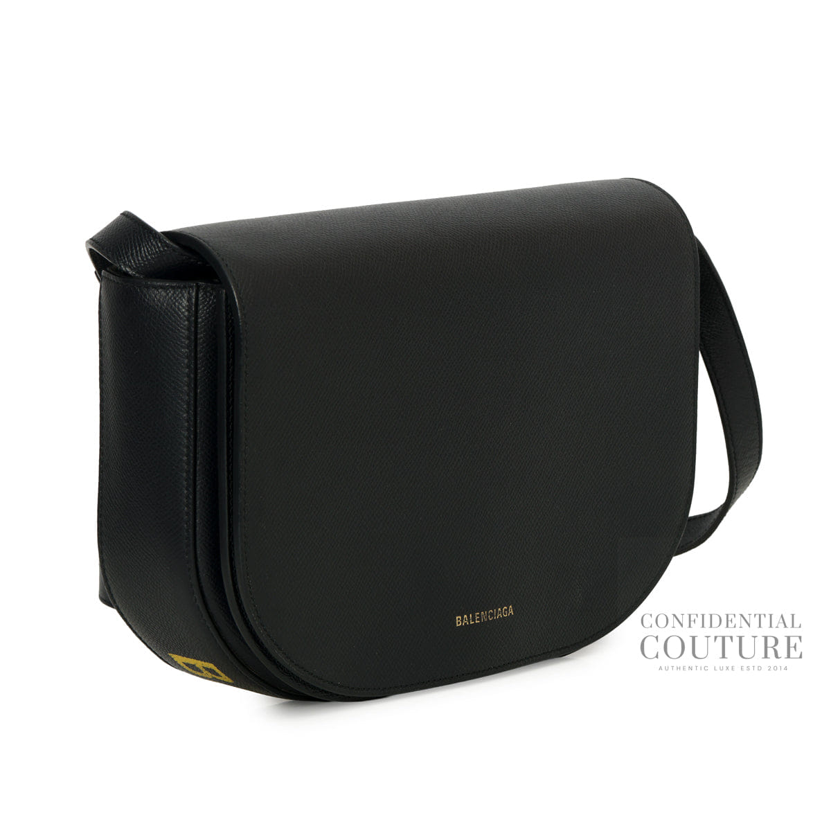 Balenciaga Black Grained Leather Ville Day S Crossbody Flap Bag