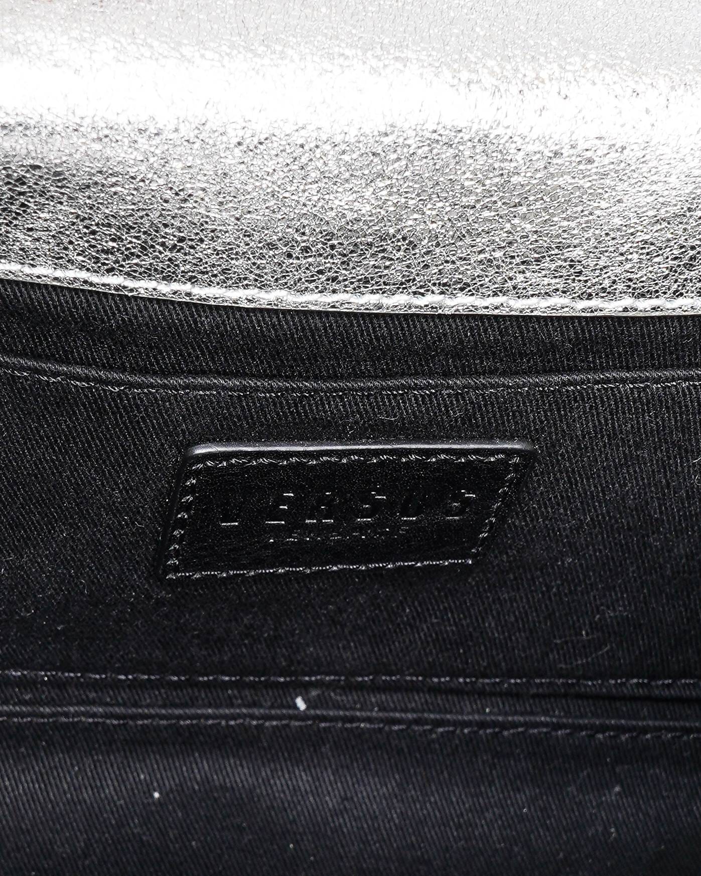 Versace Versus Women's Silver Leather Lion Head Pattern Leather Crossbody Bag