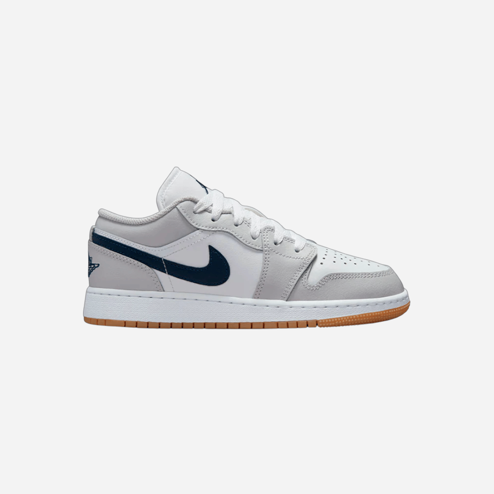 Nike Jordan 1 Low White Neutral Grey Gum Midnight Navy (GS)