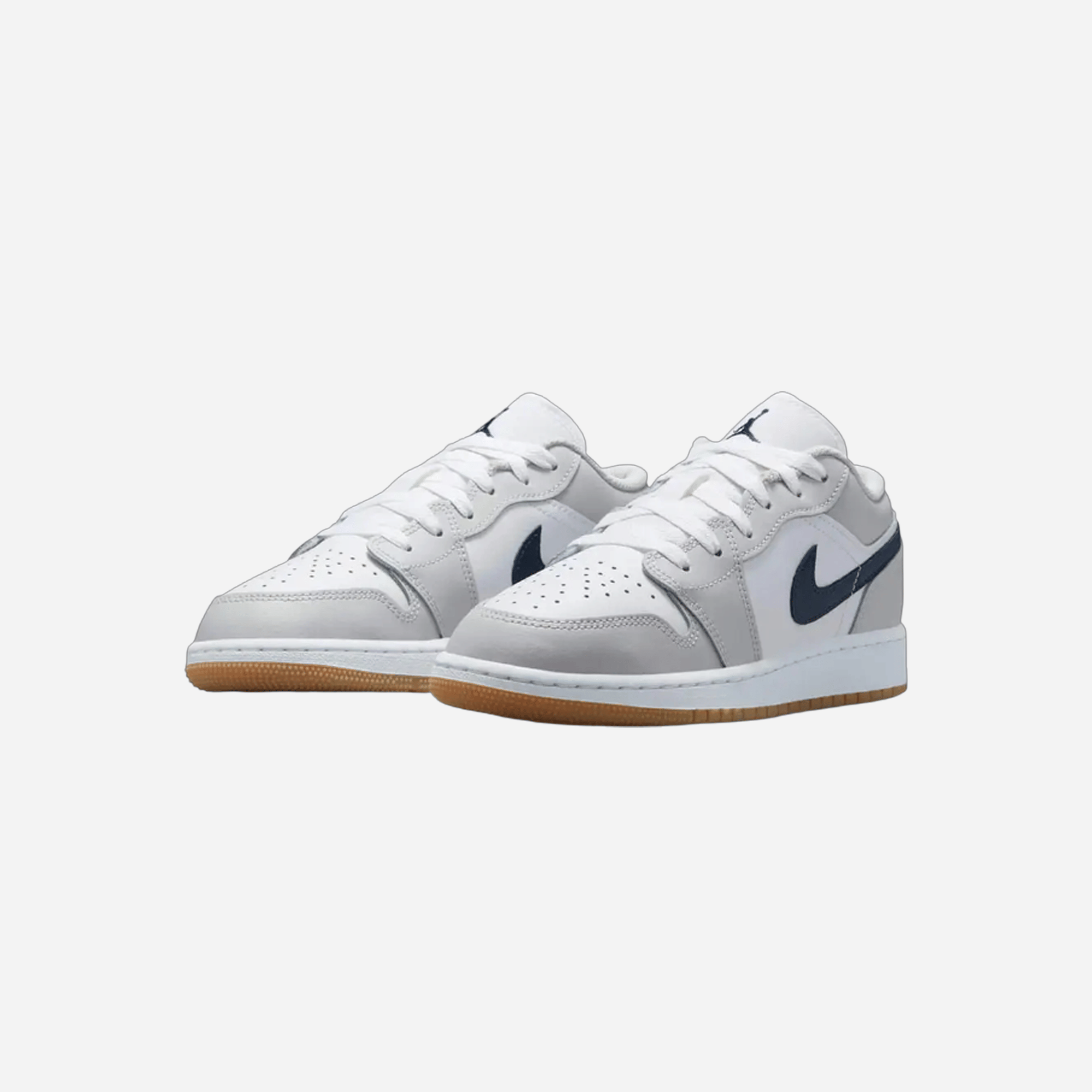 Nike Jordan 1 Low White Neutral Grey Gum Midnight Navy (GS)