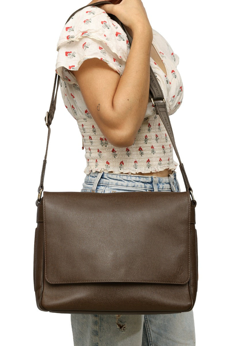 Louis Vuitton Brown Taiga Roman Crossbody Bag